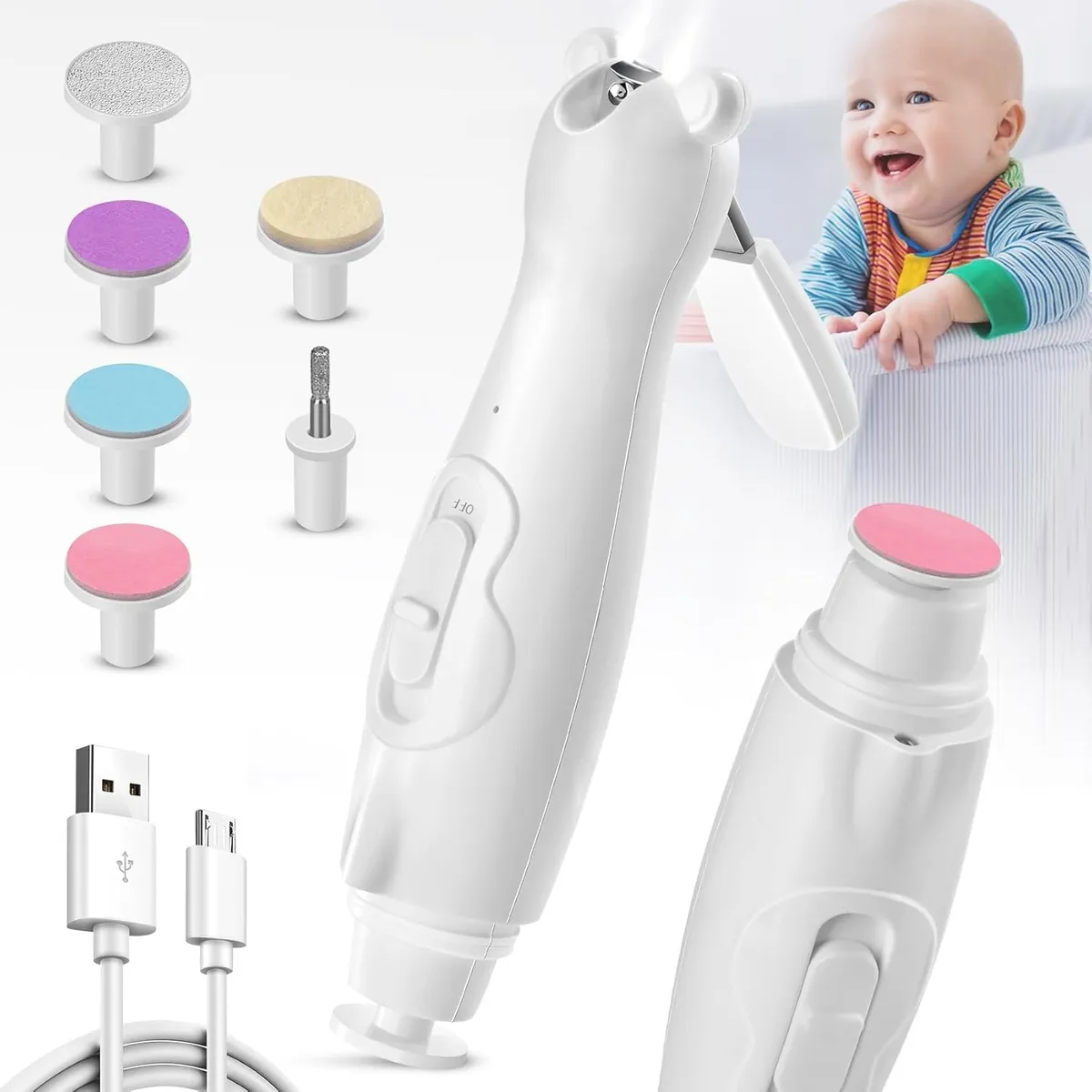 Foto 3 pulgar | ''kit Limador Uñas Cortaúñas Para Bebe Eléctrico  Lab.g Luz Led Blanco ''