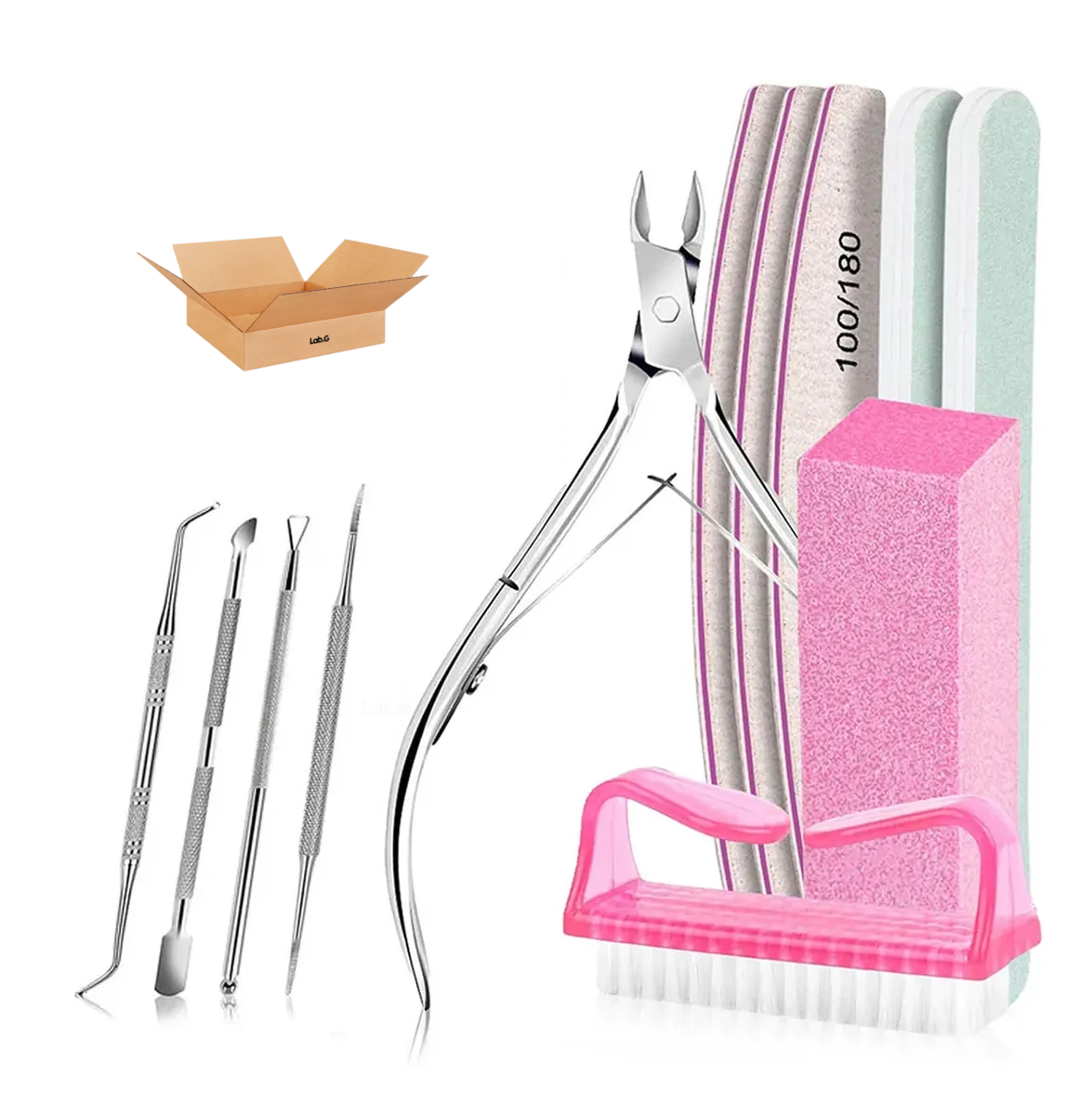 Foto 2 pulgar | ''kit De Para Manicure Y Limas Para Uñas Profesional  Lab.g 12 En 1 Rosa ''