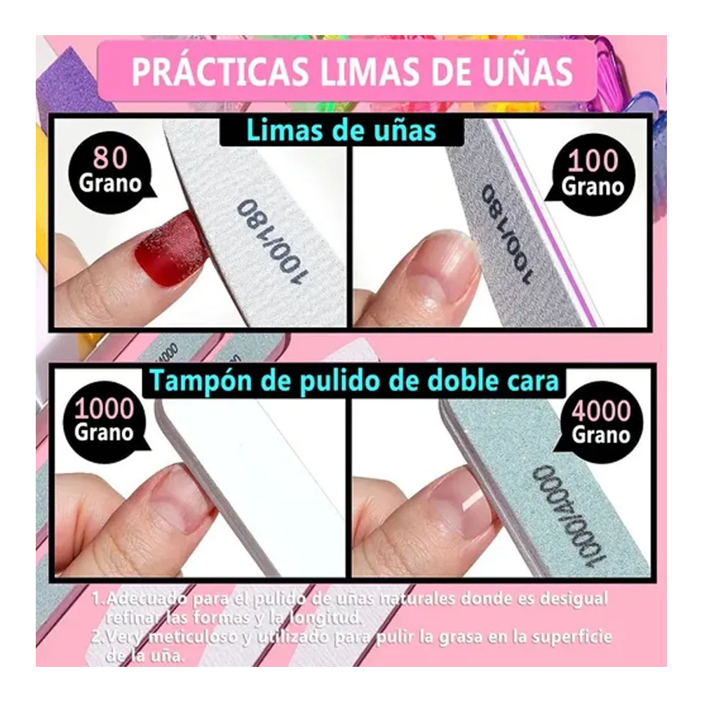 Foto 4 | ''kit De Para Manicure Y Limas Para Uñas Profesional  Lab.g 12 En 1 Rosa ''