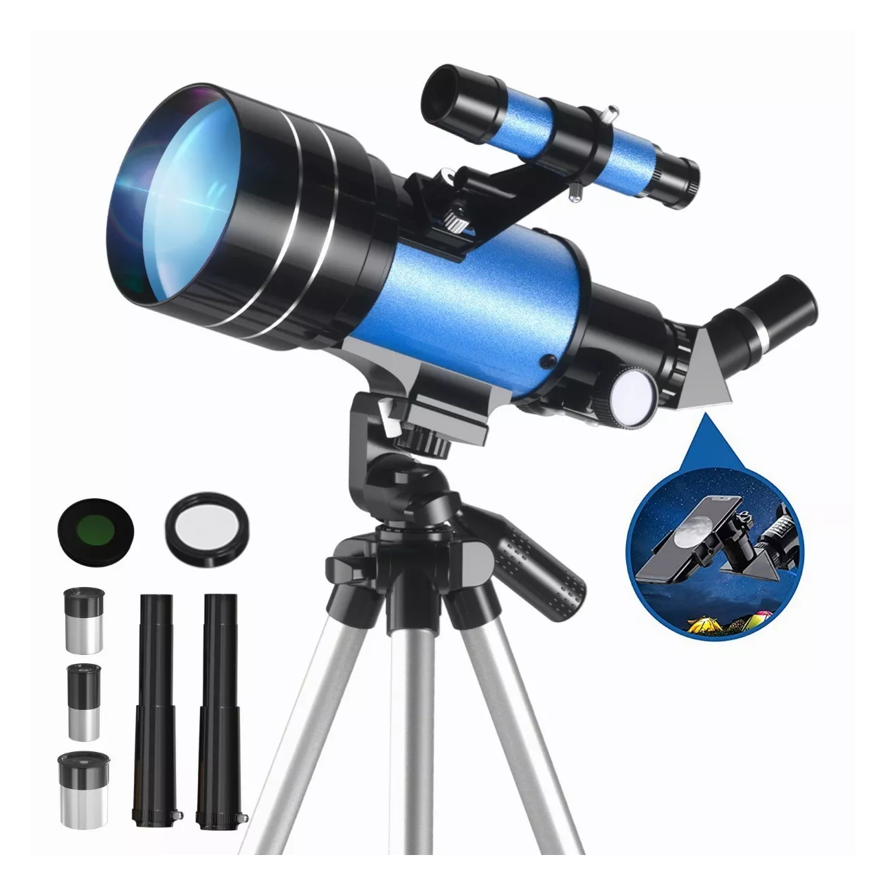 Foto 1 | Telescopio Astronómico Profesional Belug 70/300 mm Monocular 150x Azul