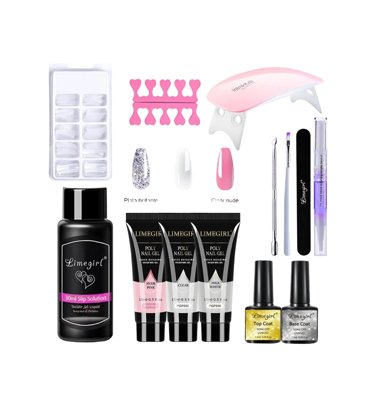 Kit Uñas Polygel + Tips y Lampara Led Limegirl Geles 02