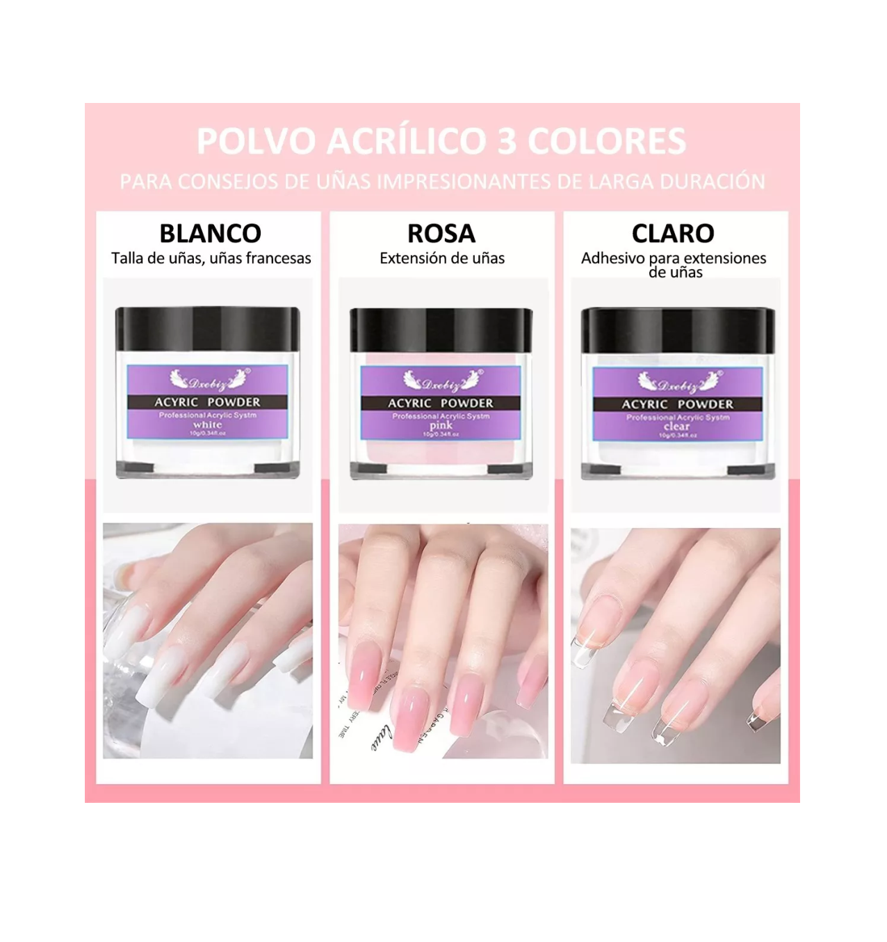 Foto 4 pulgar | Kit Profesional de Uñas Acrílicas 25 Unidades 12 Colores