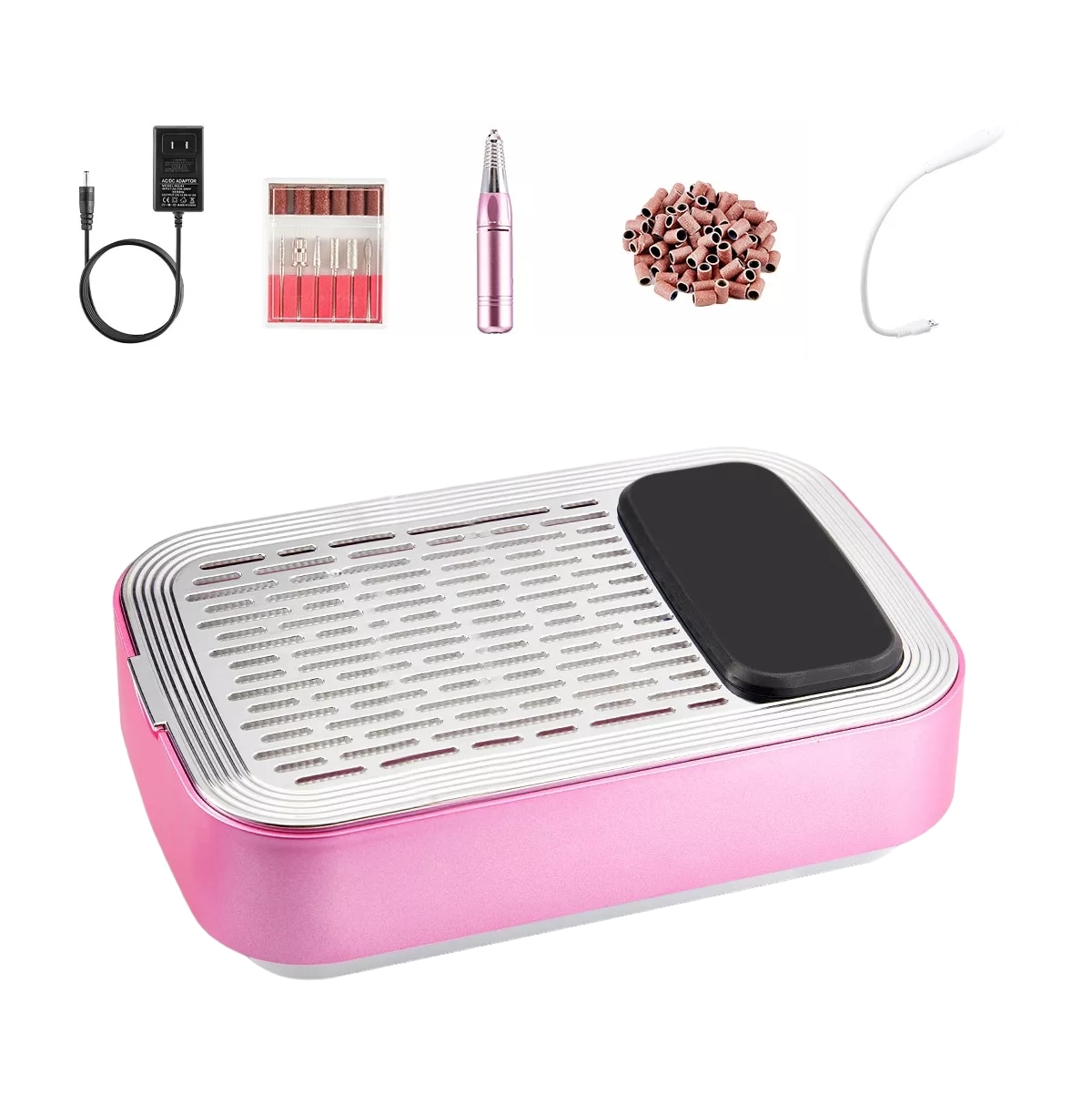 5en1 Taladro Para Uñas Pulidor Esmeril Drill Extractor Polvo Rosa $1,609