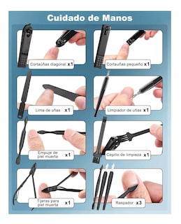Foto 4 | Set Manicura Multifuncional 28 Piezas Estuche Verde/Negro