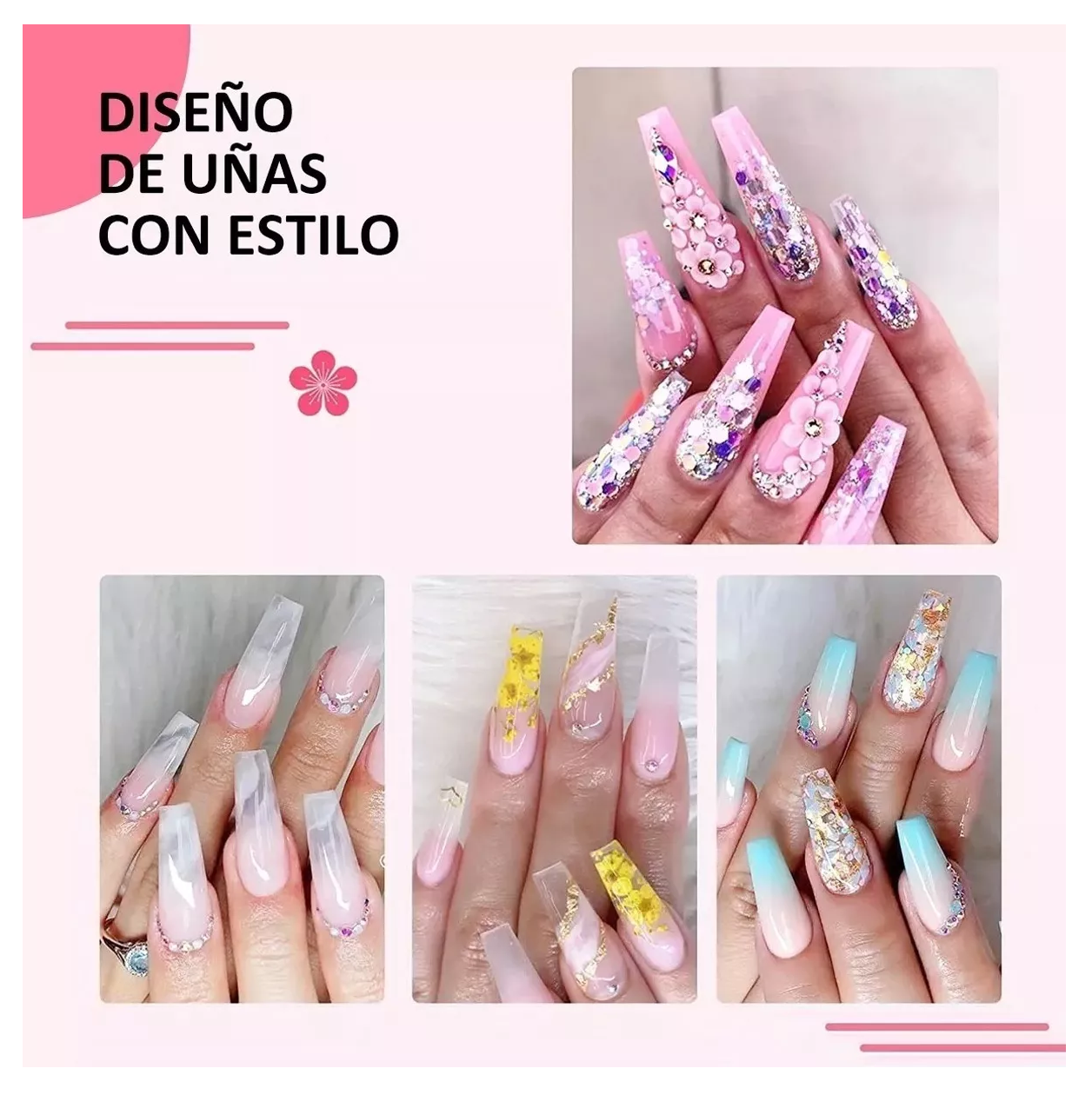 Foto 4 | Kit Profesional de Uñas Acrílicas 25 Unidades 12 Colores