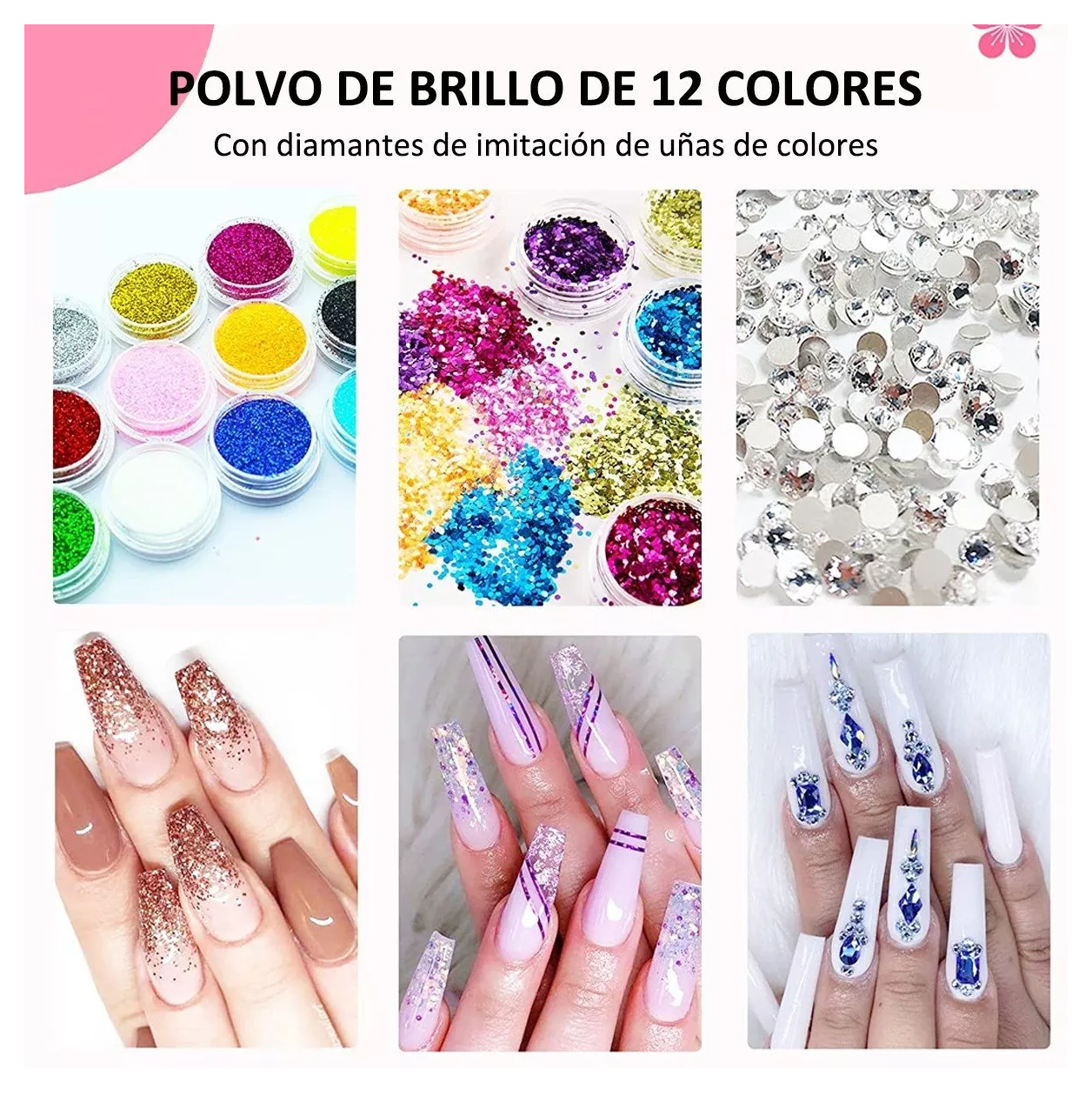 Foto 5 | Kit Profesional de Uñas Acrílicas 25 Unidades 12 Colores