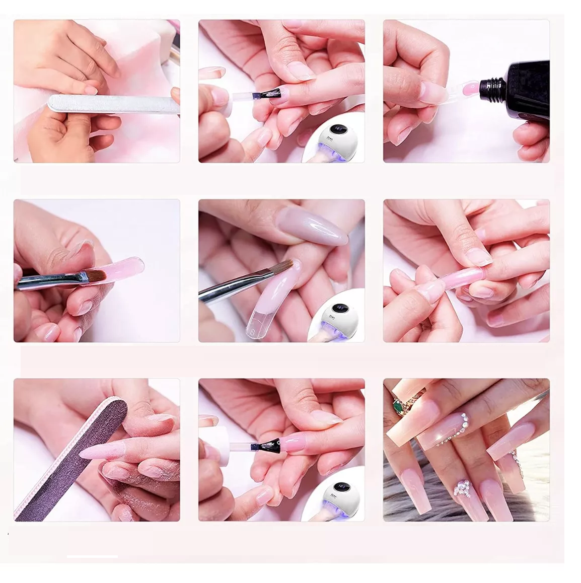 Foto 6 pulgar | Kit Para Uñas Polygel Con Lámpara Led Tonos Glitter