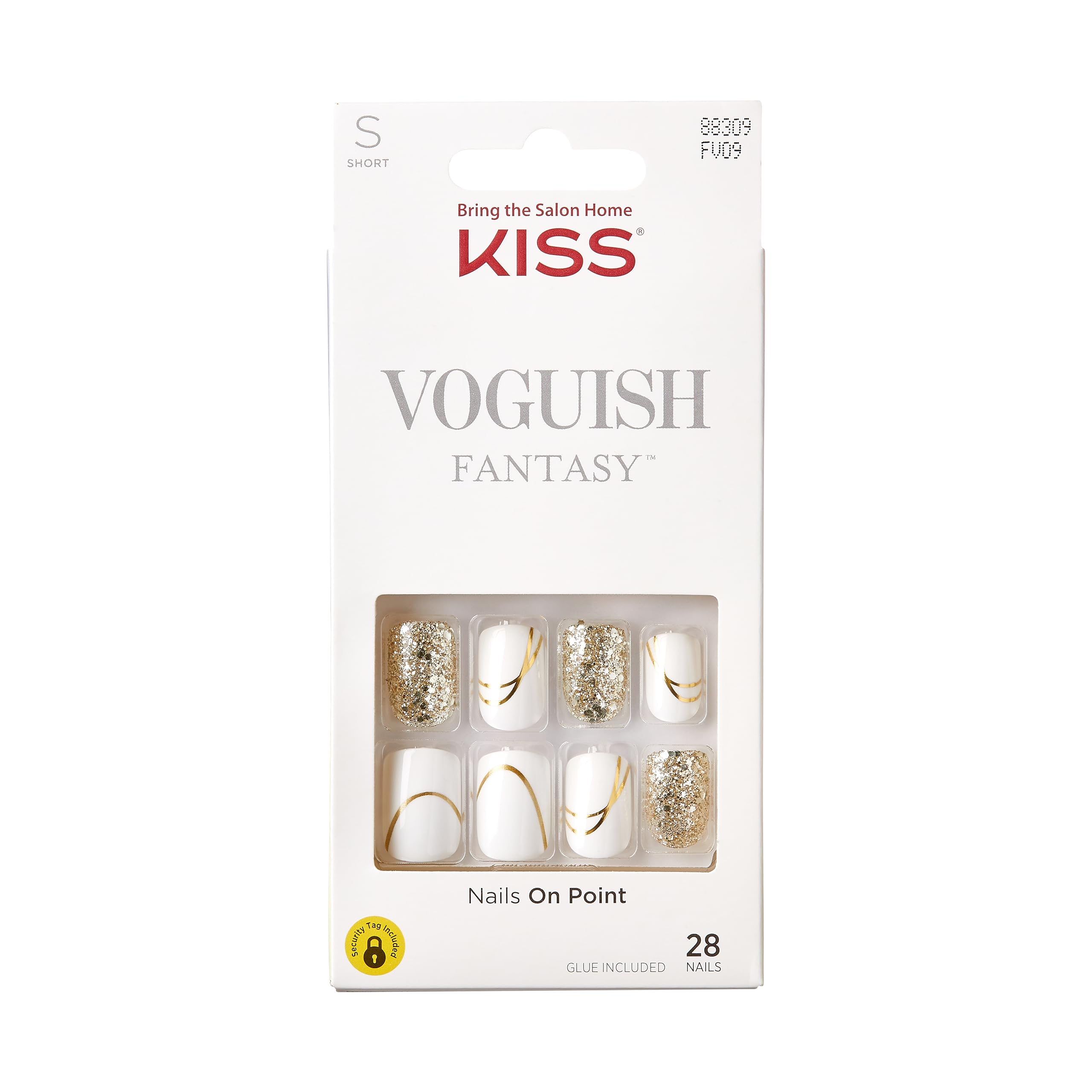 Foto 2 pulgar | Presiona Uñas Kiss Voguish Fantasy 'glam And Glow' White - Venta Internacional.