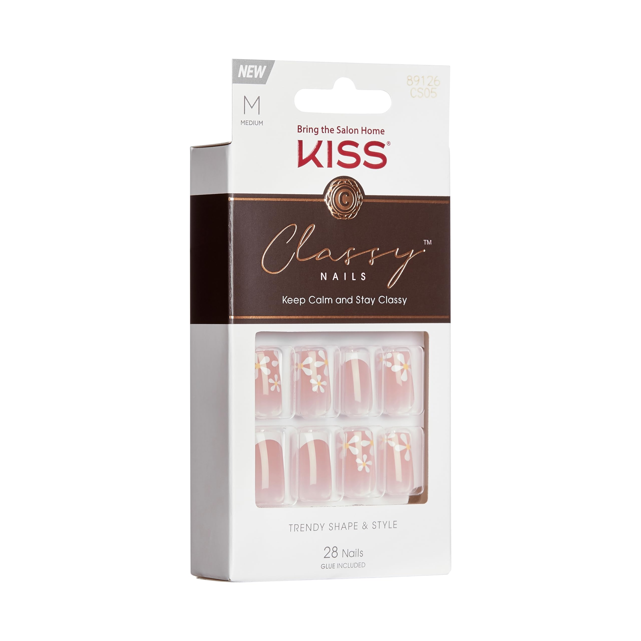Foto 3 pulgar | Press On Nails Kiss Classy «stay Charmed», Cuadrado Mediano, Blanco - Venta Internacional.