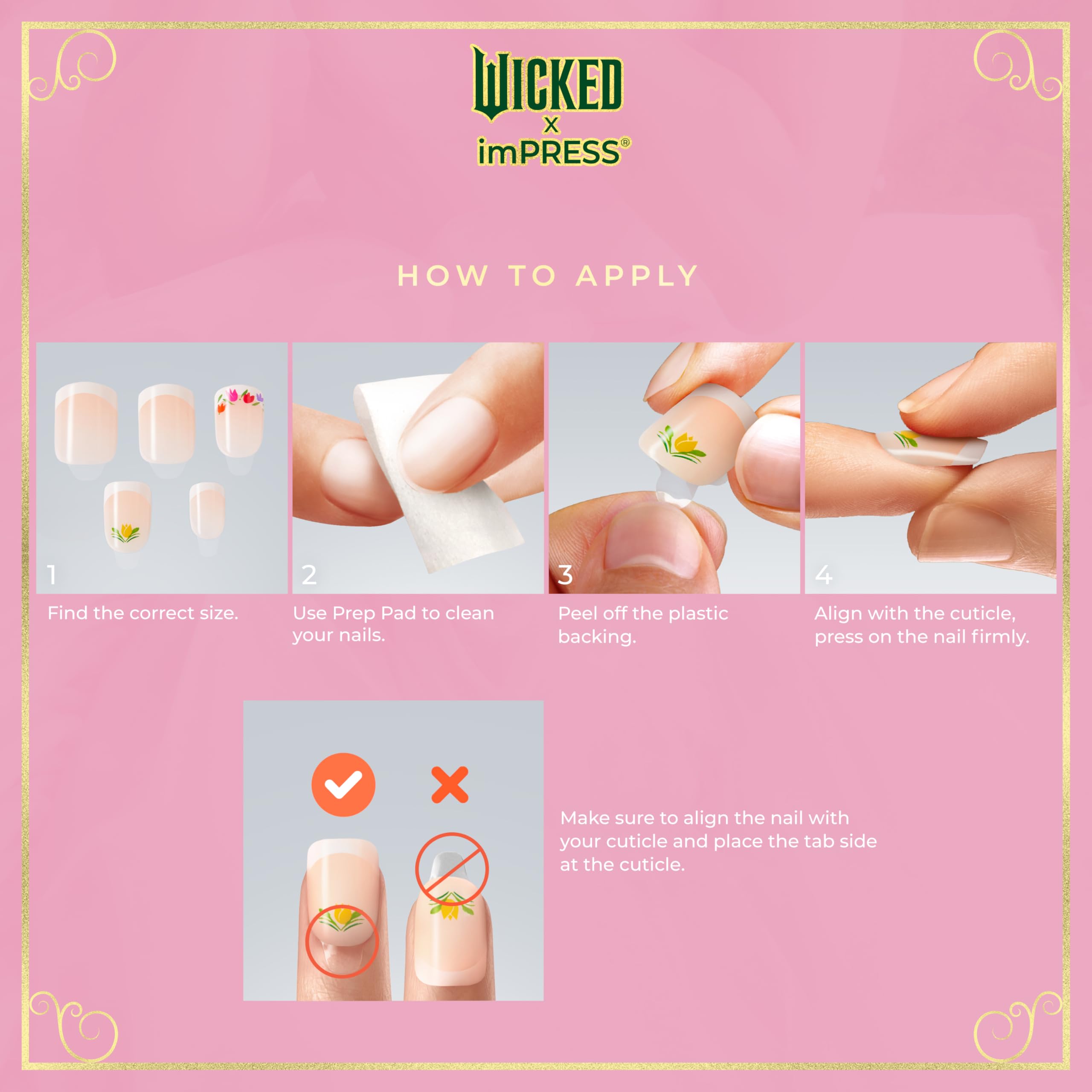 Foto 3 pulgar | Press On Nails Impress Wicked X Glinda-fied Short Squoval Rosa - Venta Internacional.