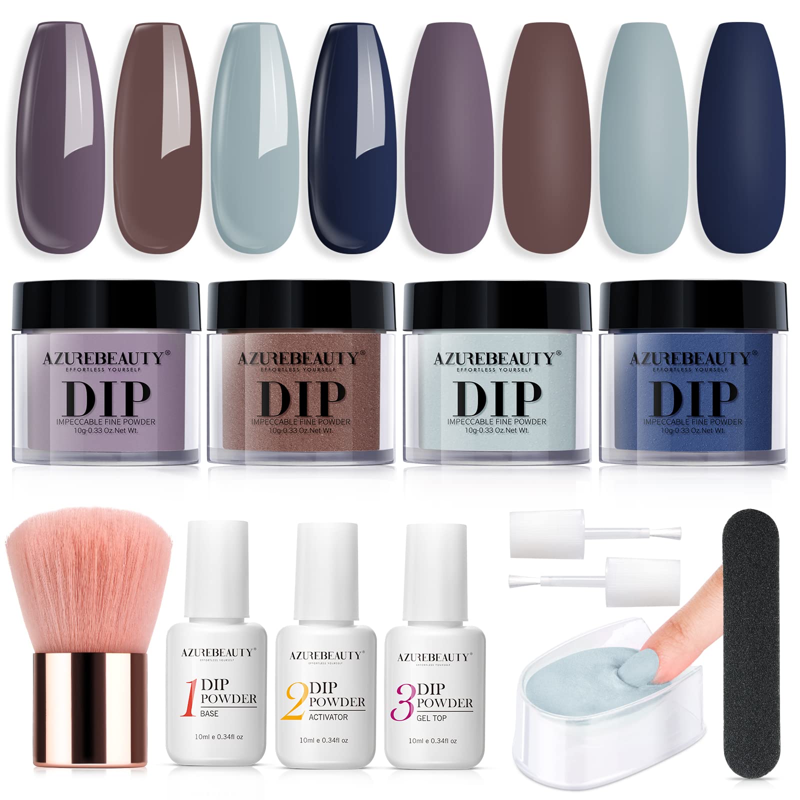 Foto 1 | Kit De Uñas En Polvo Para Uñas Azurebeauty Starter, 4 Colores Y Accesorios - Venta Internacional.