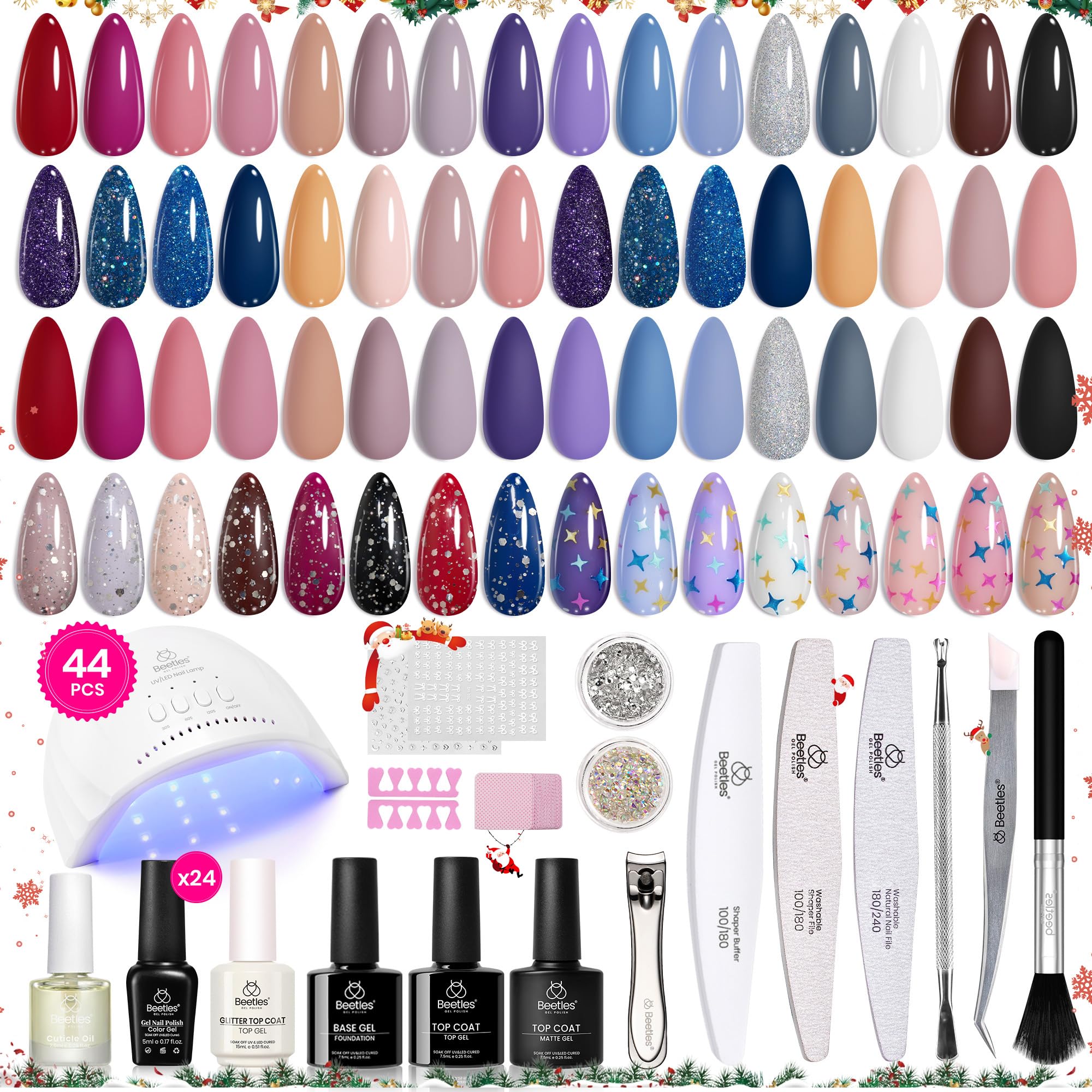 Foto 2 pulgar | Kit De Esmaltes De Uñas En Gel Beetles Con Luz Uv, 44 Unidades, 24 Colores - Venta Internacional.