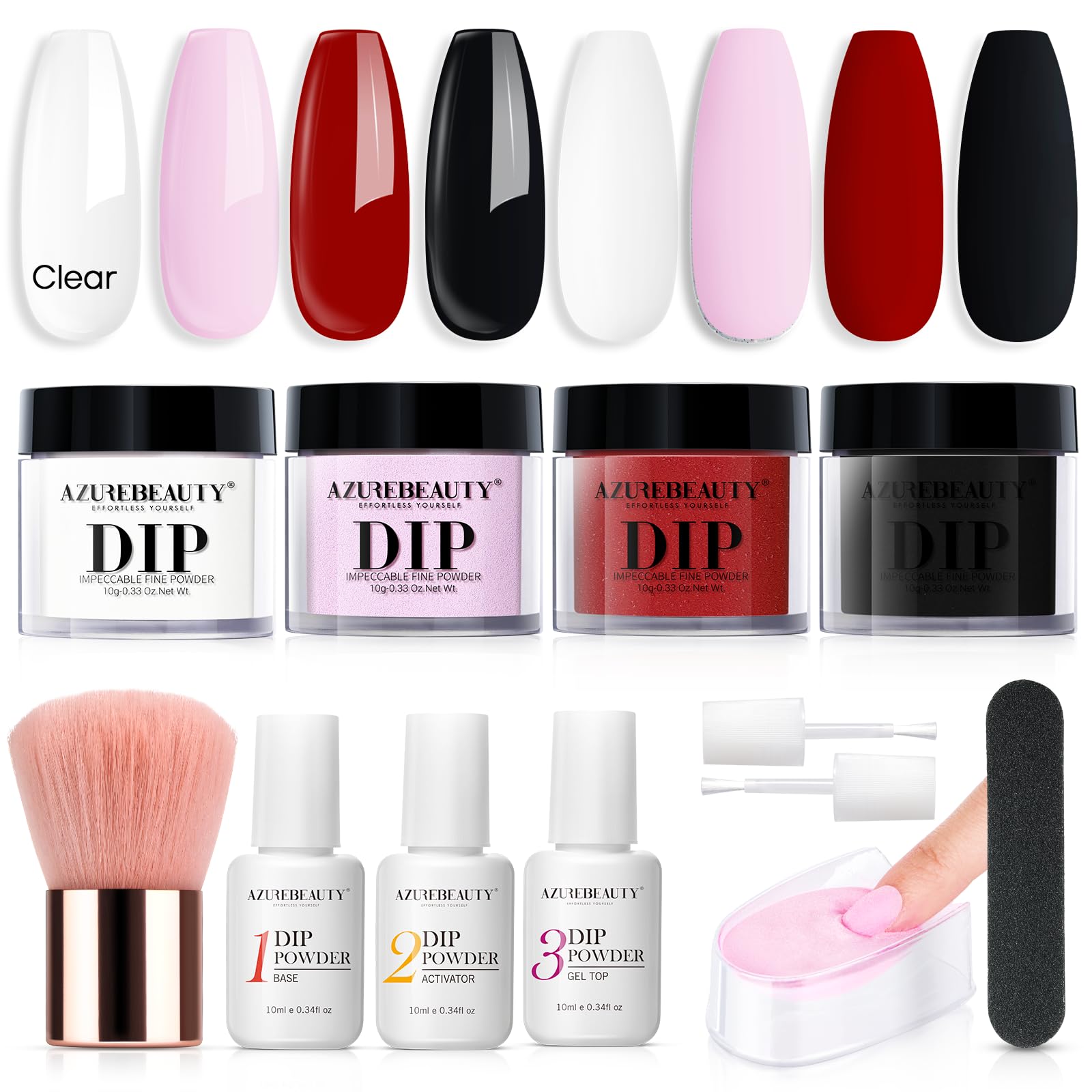 Foto 1 | Kit de Polvo para Uñas Inmersión Azurebeauty 4 Colores y Accesorios - Venta Internacional