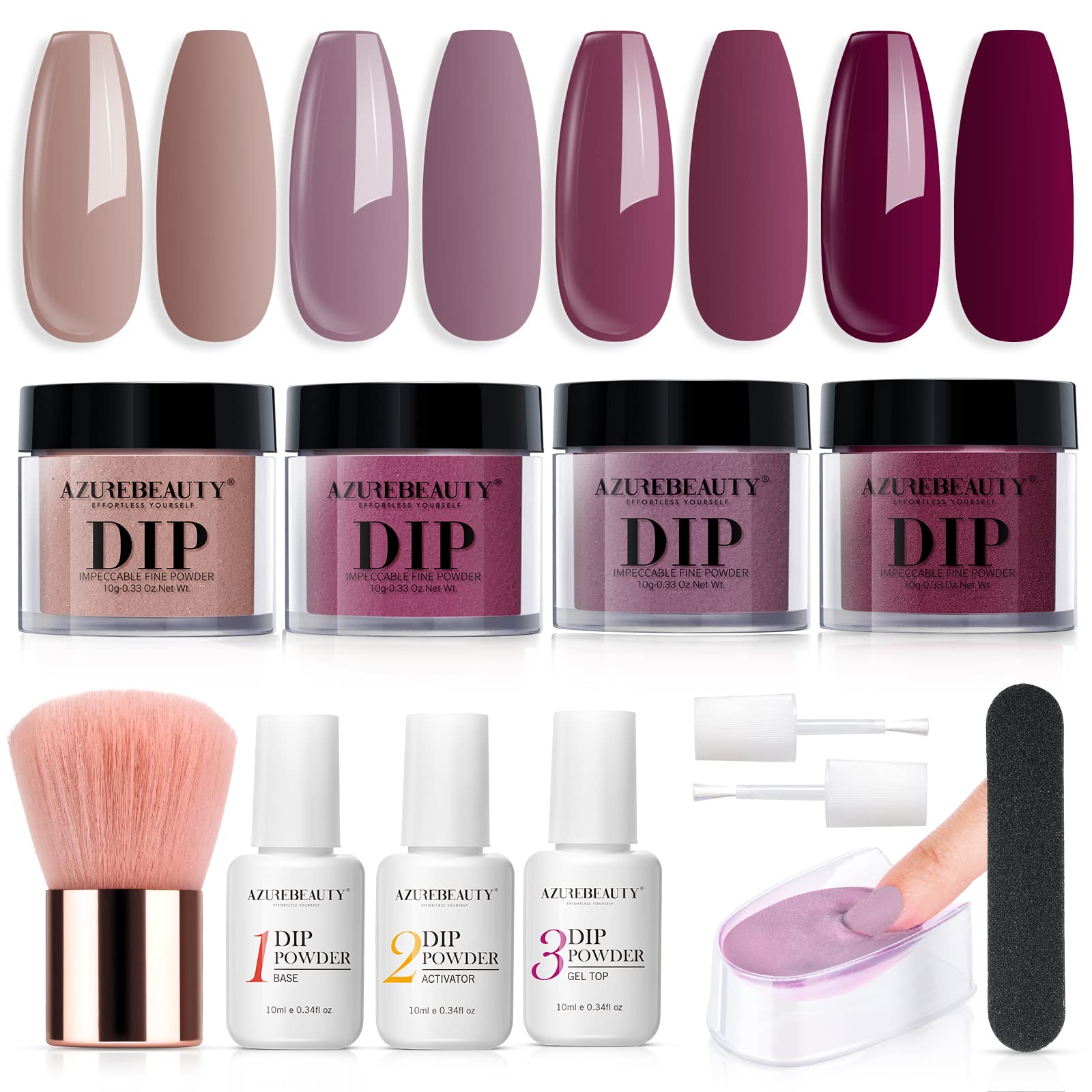 Foto 2 pulgar | Kit de Polvo para Uñas Inmersión Azurebeauty 4 Colores y Herramientas - Venta Internacional