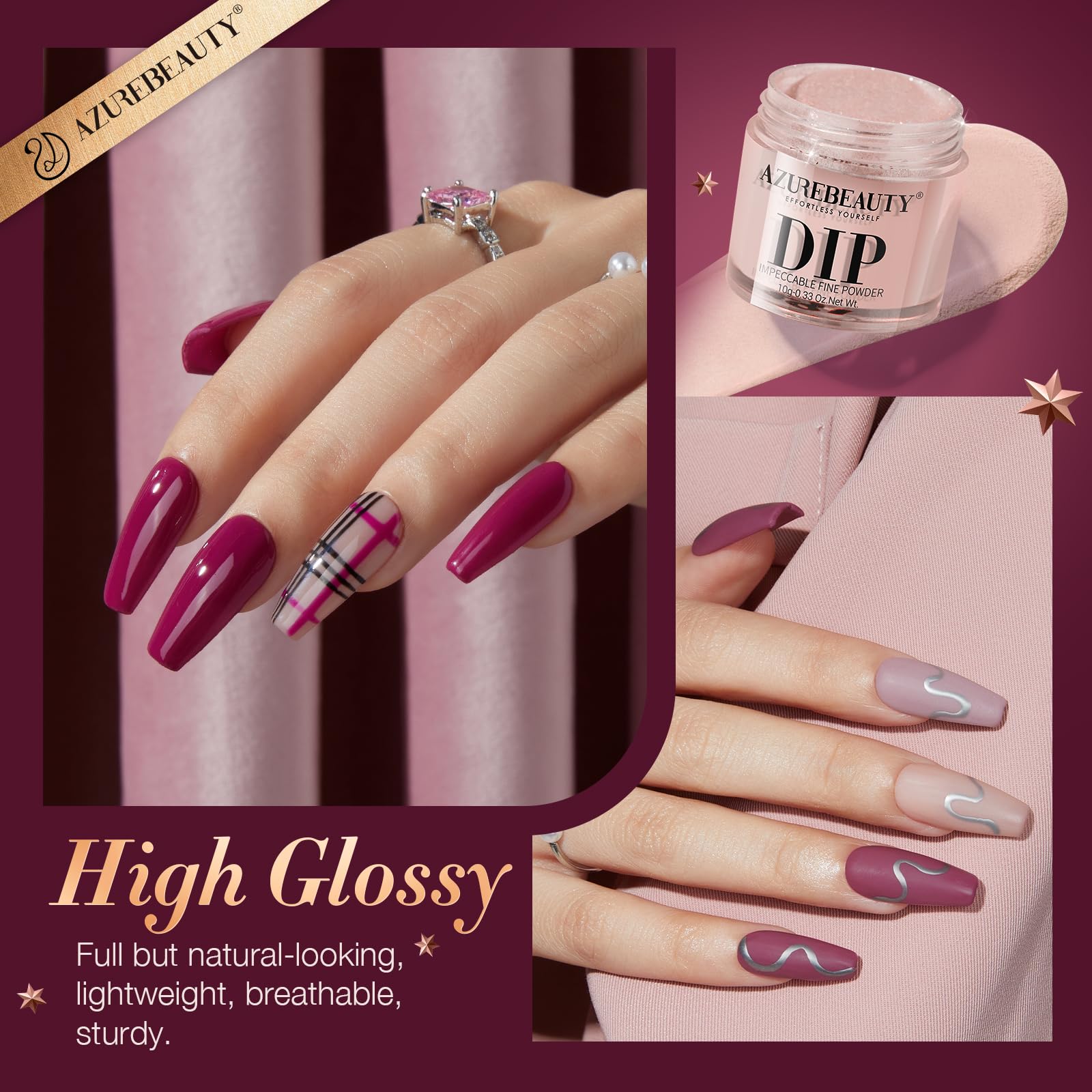 Foto 4 pulgar | Kit de Polvo para Uñas Inmersión Azurebeauty 4 Colores y Herramientas - Venta Internacional