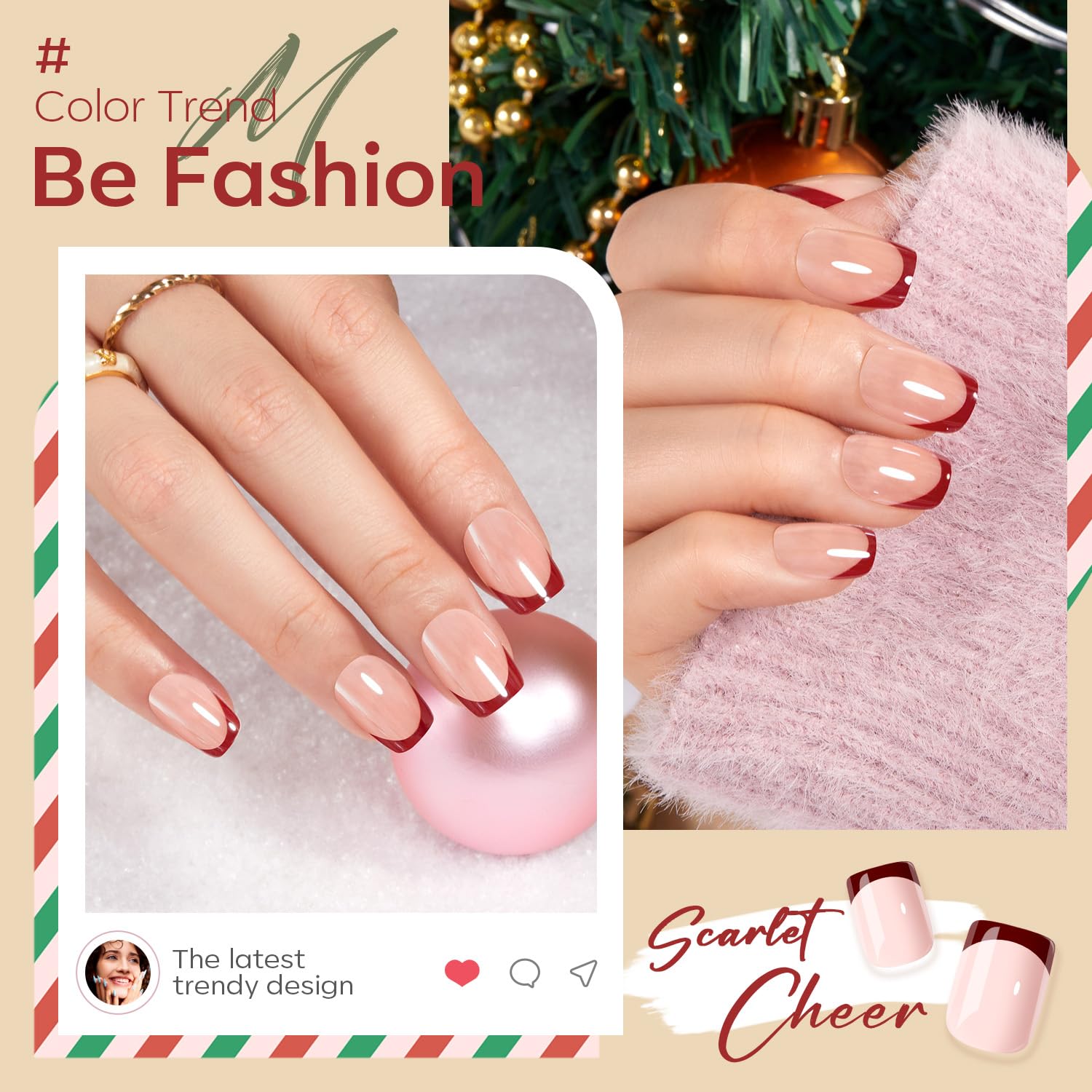Foto 3 pulgar | Press On Nails Modelones French Short Square, Rojo Cromado - Venta Internacional.
