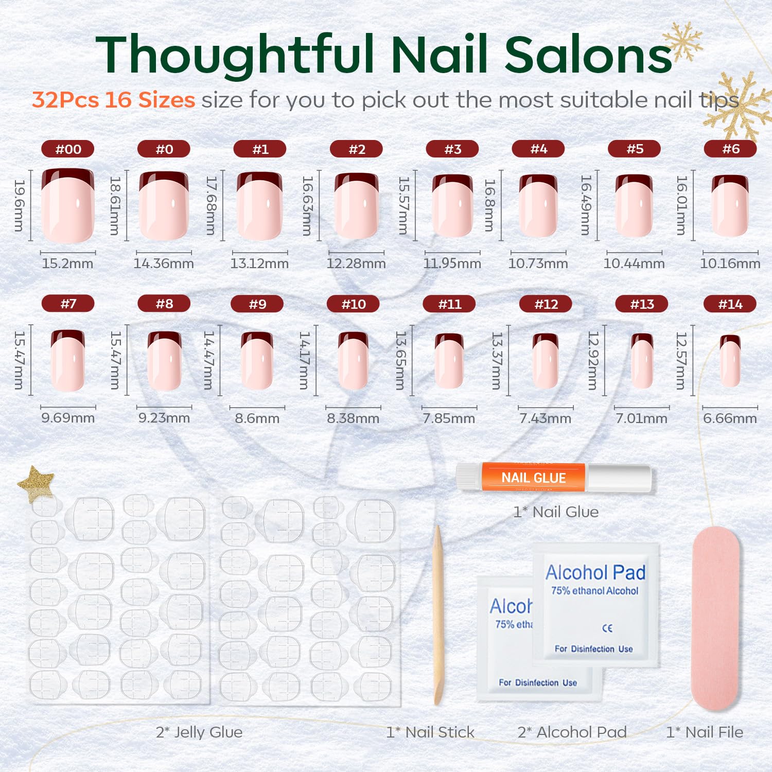 Foto 3 | Press On Nails Modelones French Short Square, Rojo Cromado - Venta Internacional.
