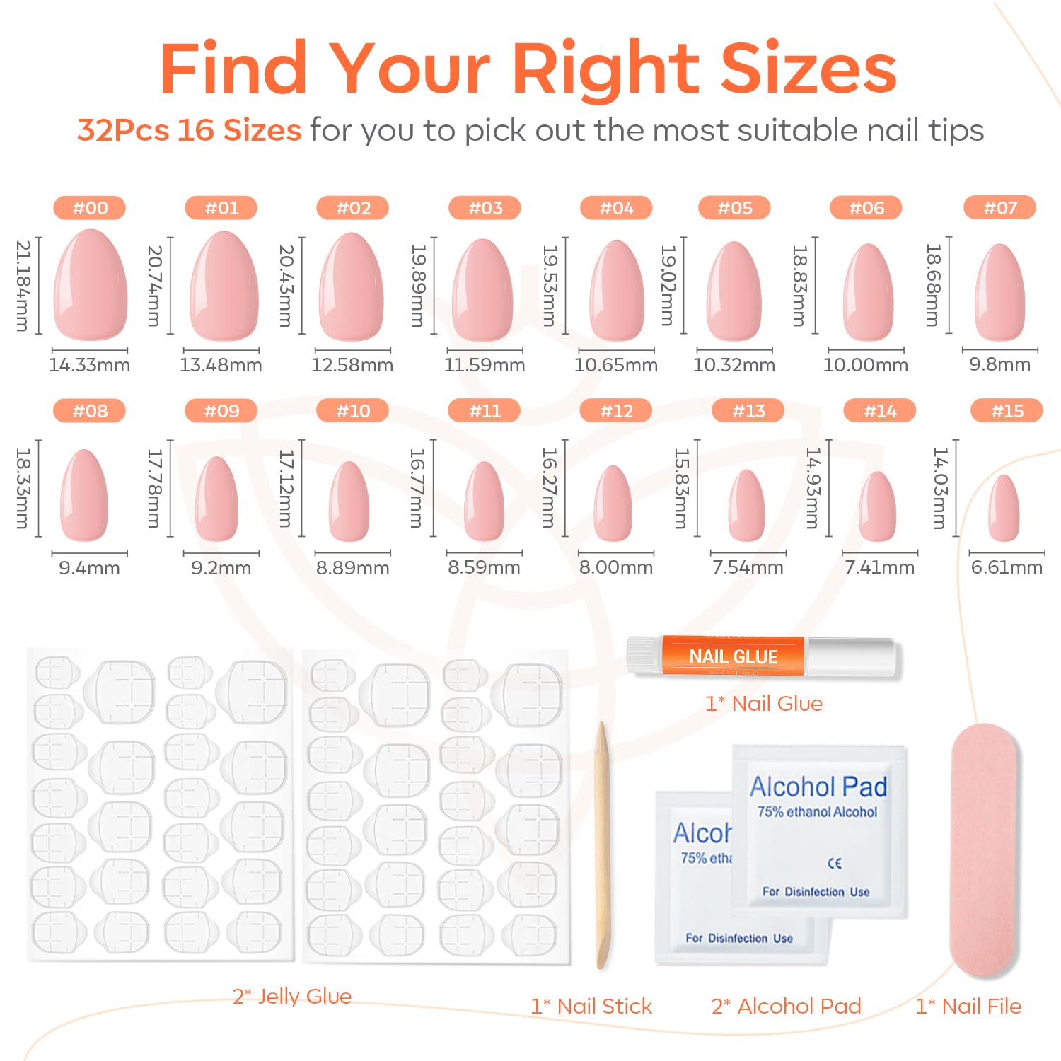 Foto 4 pulgar | Press On Nails Modelones Pink Almond 32 Unidades Con Pegamento Y Lima - Venta Internacional.