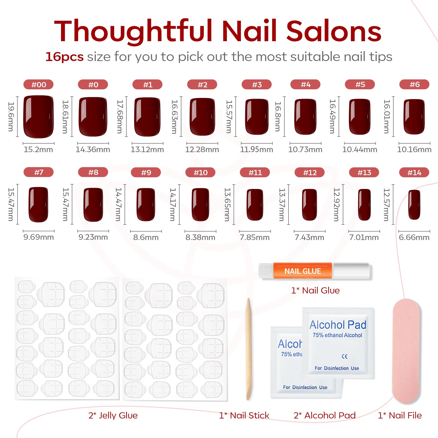 Foto 2 | Press On Nails Modelones Red Short Square 32 Piezas Reutilizables - Venta Internacional.