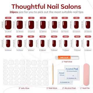 Foto 2 | Press On Nails Modelones Red Short Square 32 Piezas Reutilizables - Venta Internacional.