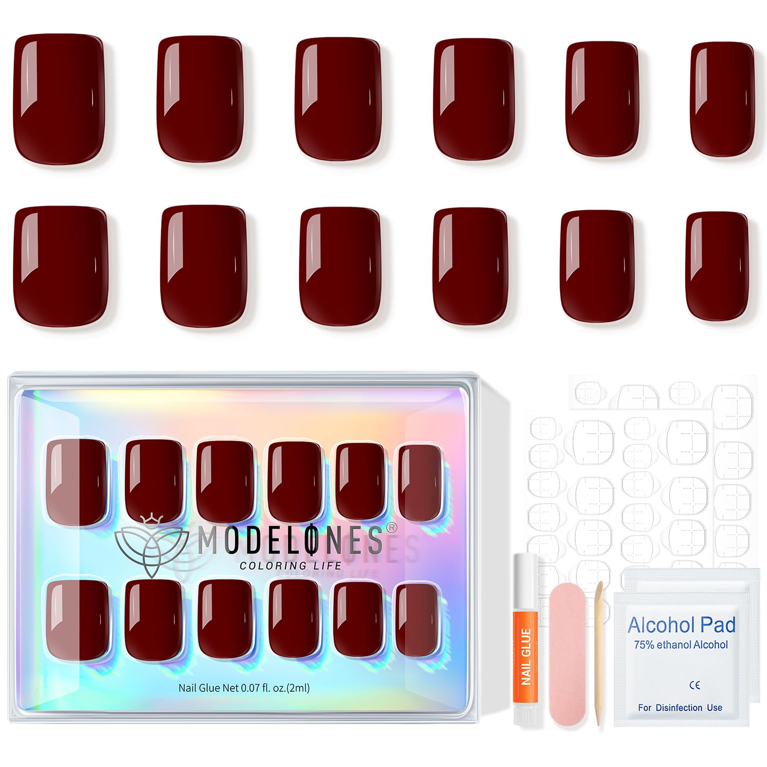 Foto 4 | Press On Nails Modelones Red Short Square 32 Piezas Reutilizables - Venta Internacional.