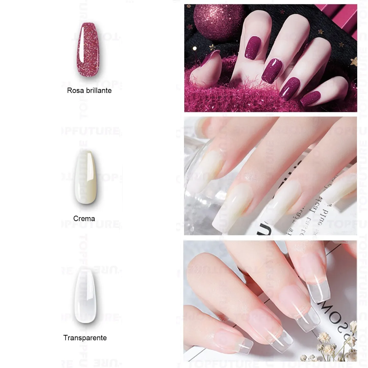 Foto 4 pulgar | Kit Uñas Polygel, Tips Y Lampara Led Geles 01 Belug Multicolor