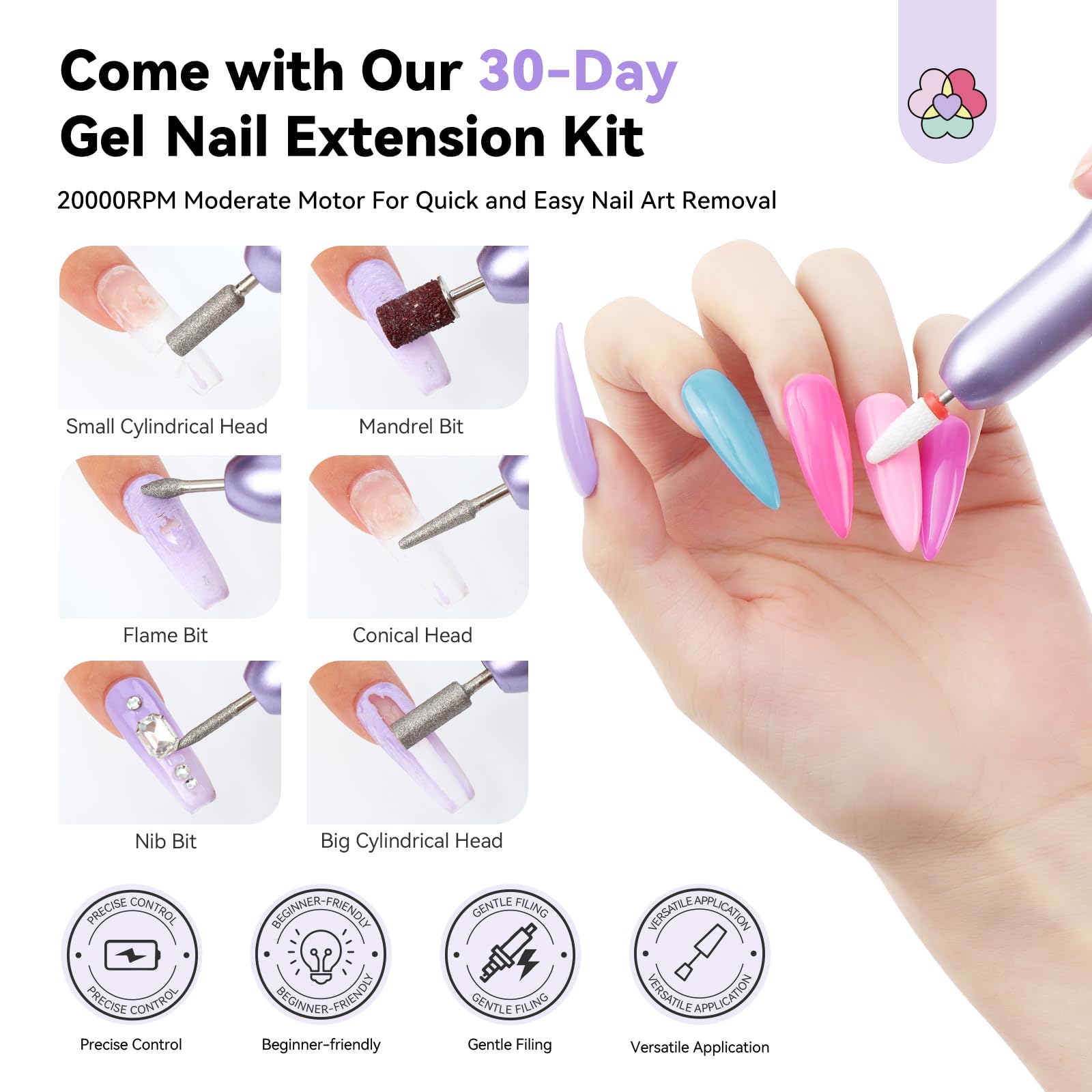 Foto 4 | Kit De Uñas De Gel Saviland Pro Con Taladro, 500 Puntas De Uñas, Lámpara Uv - Venta Internacional.