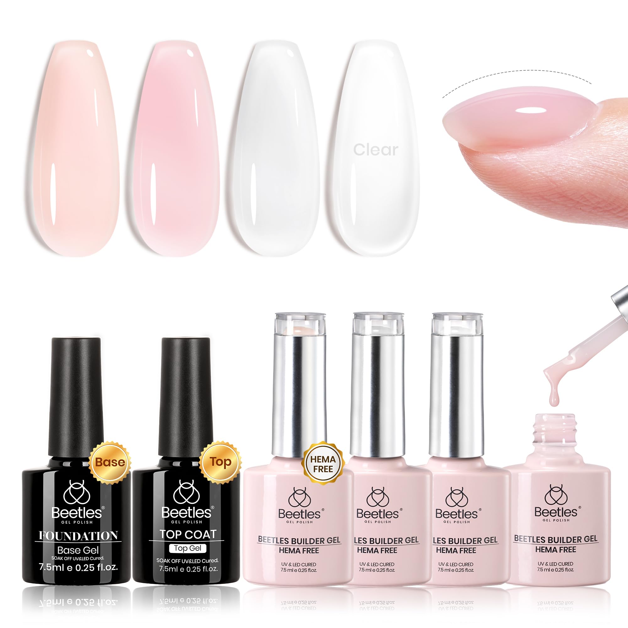 Foto 2 pulgar | Kit De Uñas Builder Gel Beetles Hema Free 7 En 1 Con Capa Base Superior - Venta Internacional.