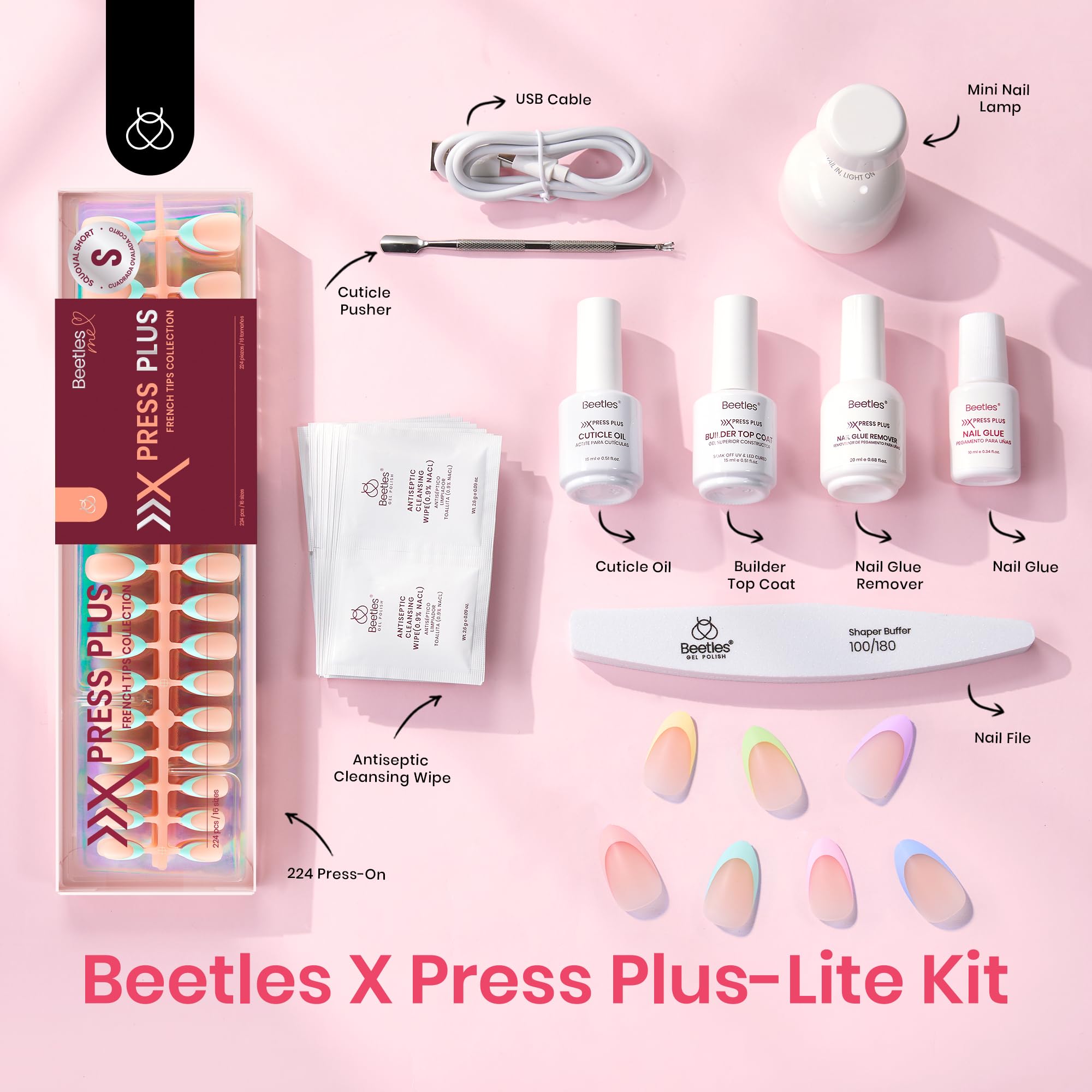 Foto 4 pulgar | Press On Nails Beetles X Press Plus French Tips 224 Unidades - Venta Internacional.