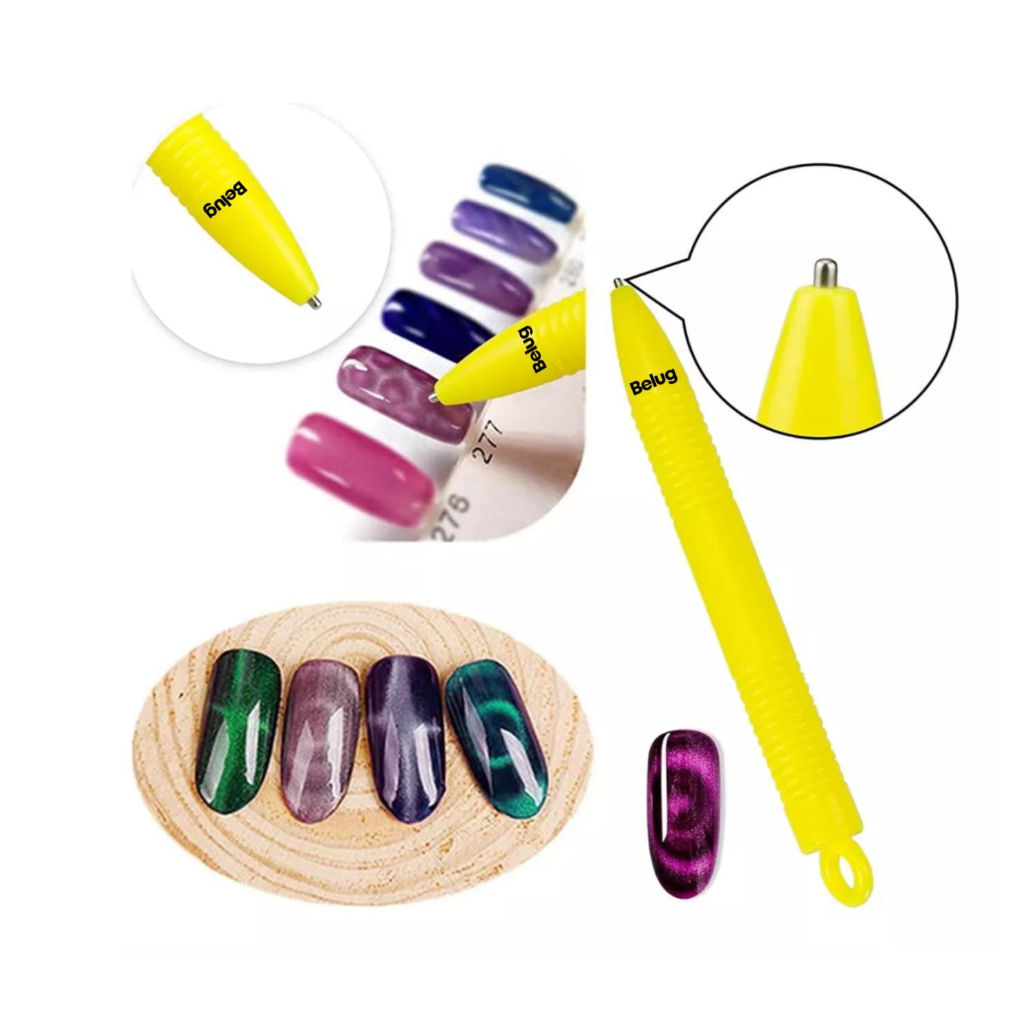 Foto 2 | 8pcs Imán Ojo De Gato De Uñas Art Set Manicura Pedicure Gel, Belug Multicolor