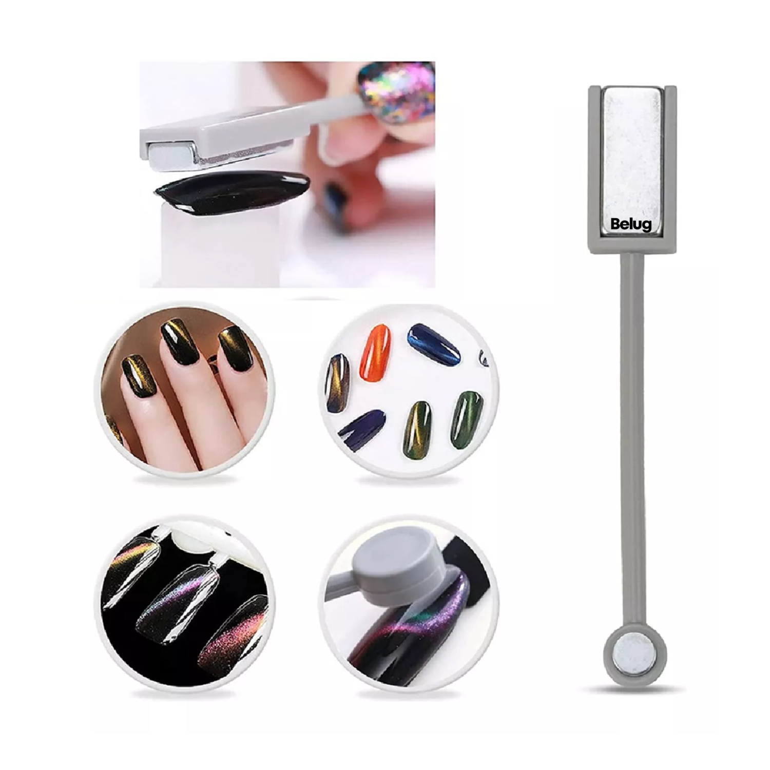 Foto 5 | 8pcs Imán Ojo De Gato De Uñas Art Set Manicura Pedicure Gel, Belug Multicolor