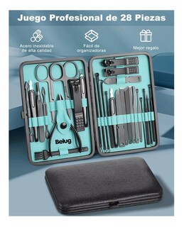 Foto 3 | Set Manicura Multifuncional 28 Pcs, Belug Estuche Verde/negro