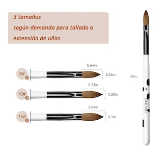 Foto 2 | Pinceles De Uñas Acrílico Lab.G 81014 Y 3d 3 Pzs, Color Negro Con Blanco
