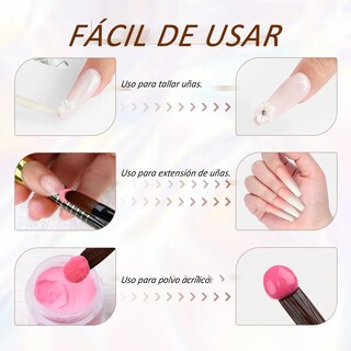Foto 3 | Pinceles De Uñas Acrílico Lab.G 81014 Y 3d 3 Pzs, Color Negro Con Blanco