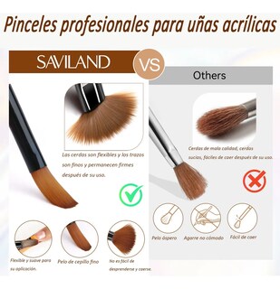 Foto 4 | Pinceles De Uñas Acrílico Lab.G 81014 Y 3d 3 Pzs, Color Negro Con Blanco