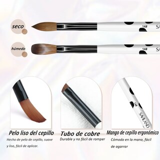 Foto 5 | Pinceles De Uñas Acrílico Lab.G 81014 Y 3d 3 Pzs, Color Negro Con Blanco