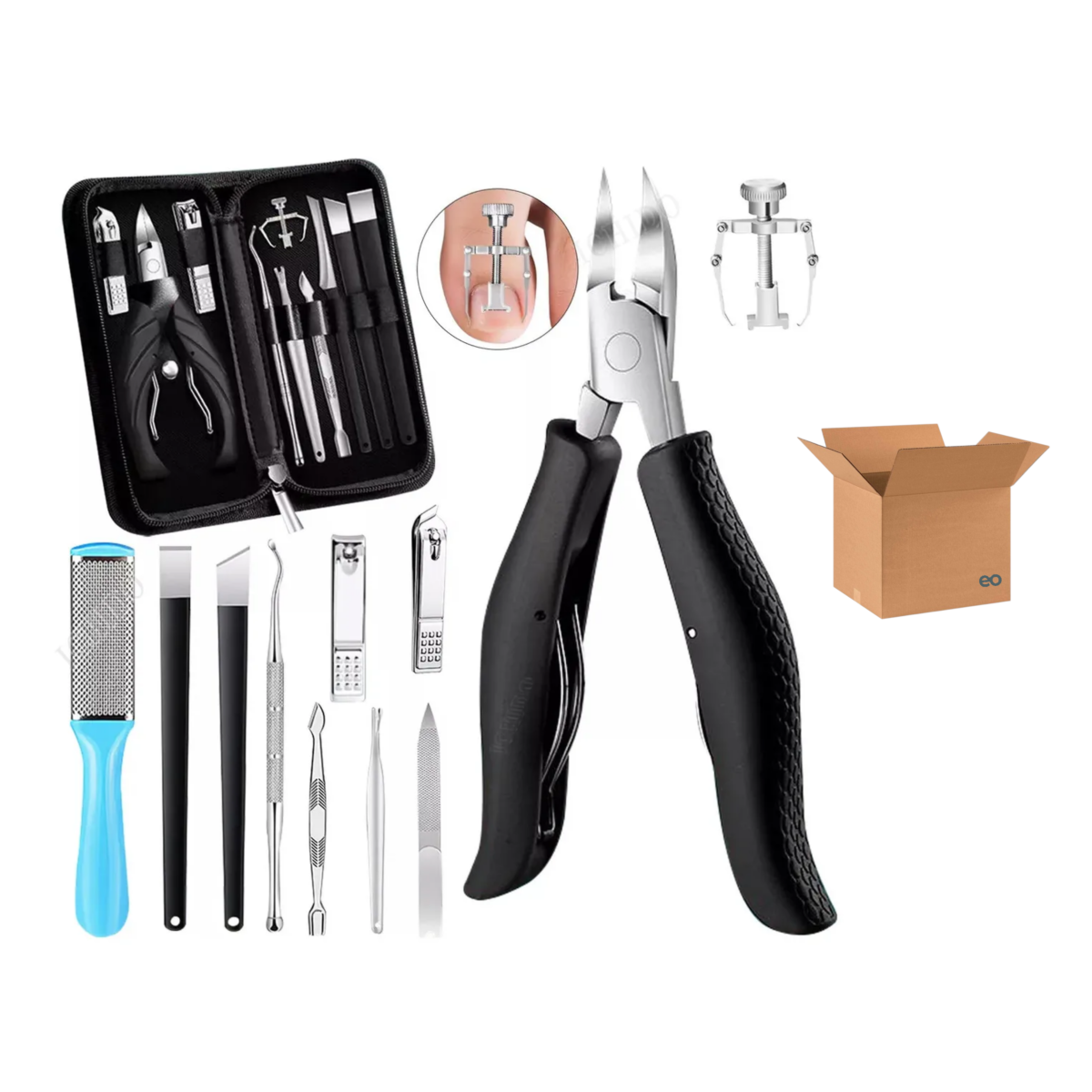 Foto 2 pulgar | Set 13 Piezas Pedicure Profesional Cortar Uñas Encarnadas Eo Safe Imports Esi-19037 Negro