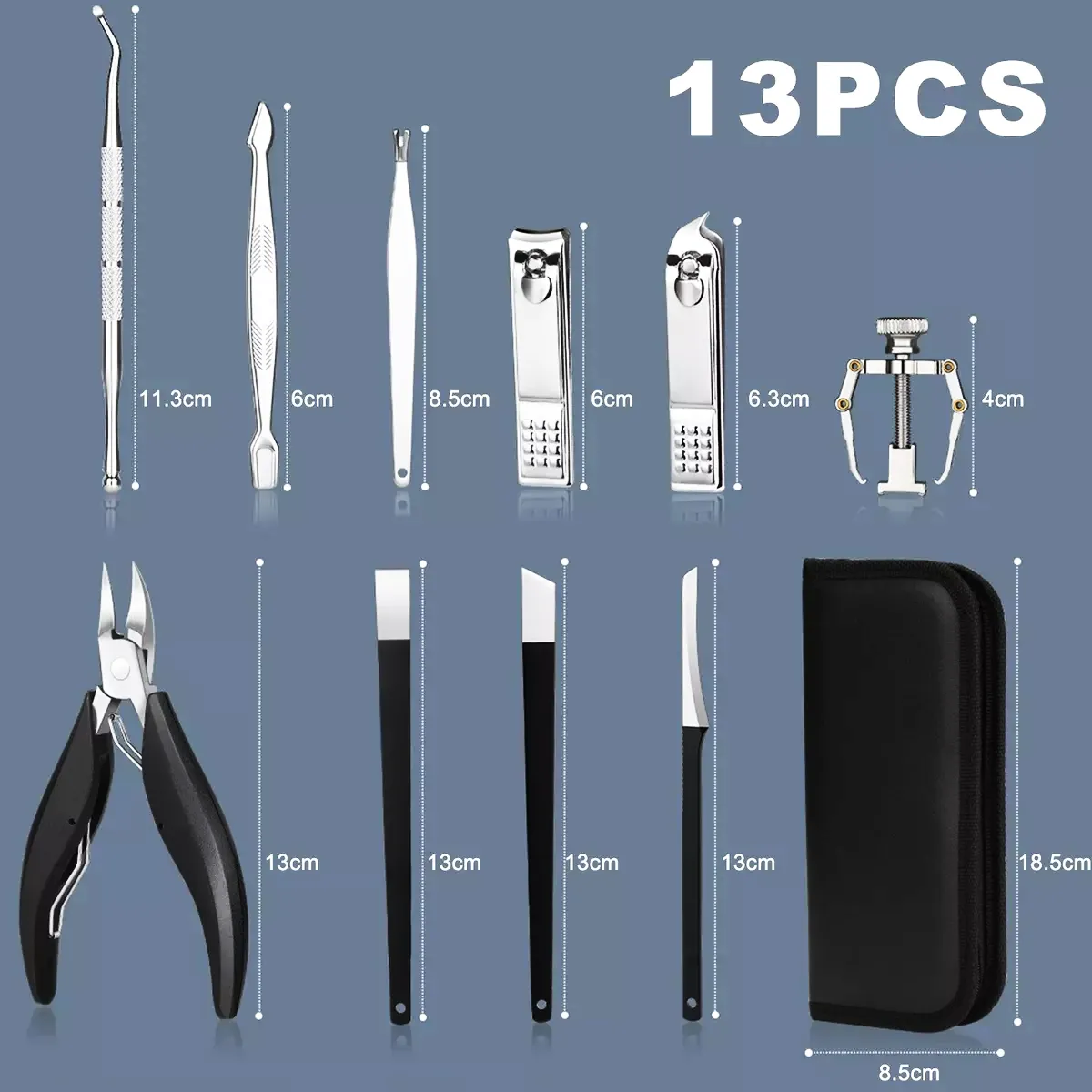 Foto 4 pulgar | Set 13 Piezas Pedicure Profesional Cortar Uñas Encarnadas Eo Safe Imports Esi-19037 Negro