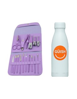 Foto 1 | Set Manicura Profesional Acero Inoxidable Morado + Gratis Termo Güish De Regalo