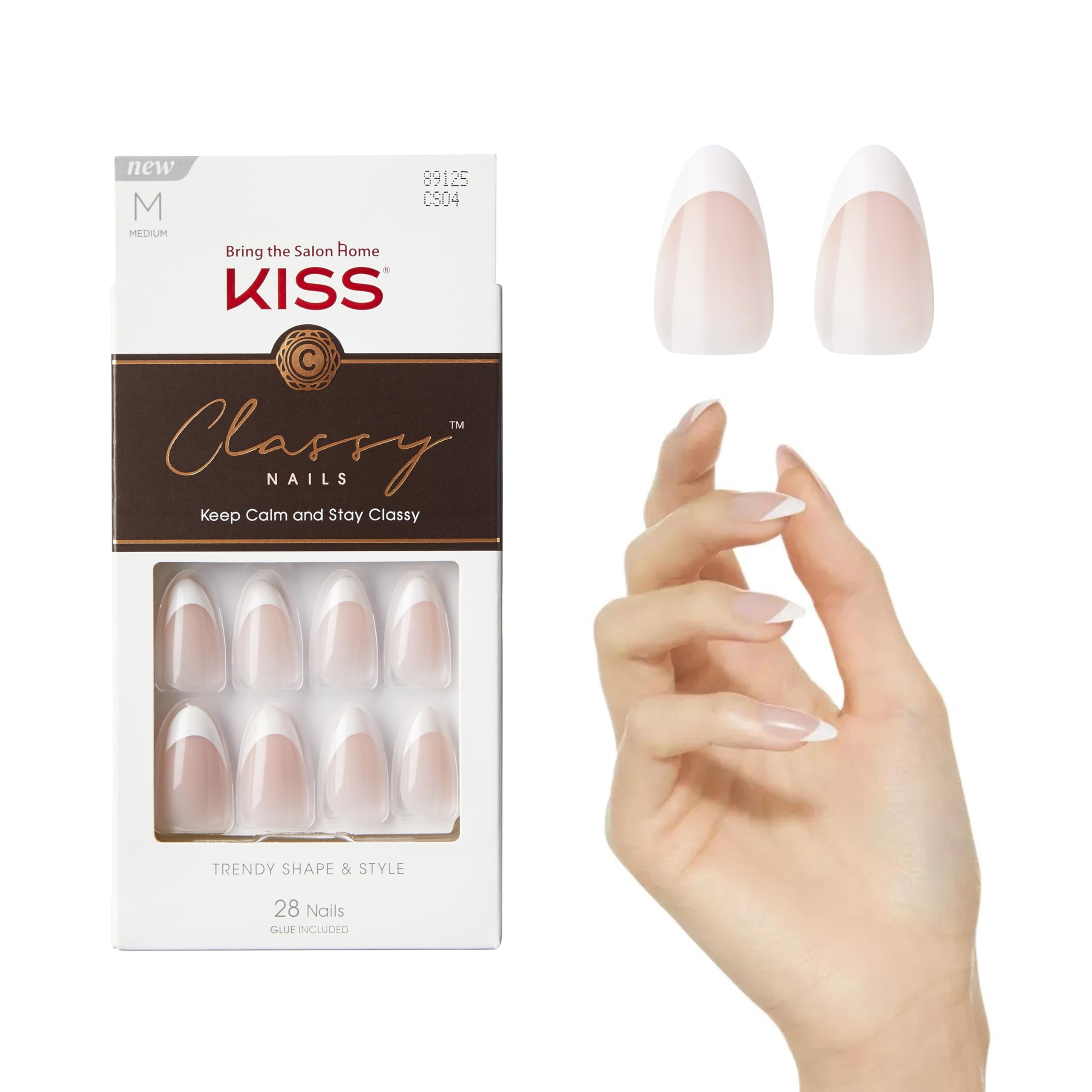 Foto 2 pulgar | Presiona Las Uñas Kiss Con Elegante Forma De Almendra Blanca Clara - Venta Internacional.
