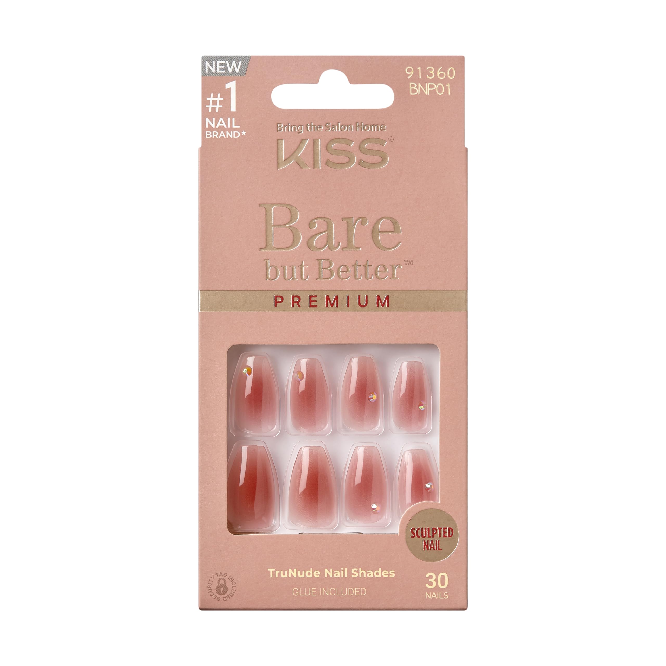 Foto 2 pulgar | Press-on Nails Kiss Bare But Better «shine», Ataúd Rosa Oscuro - Venta Internacional.