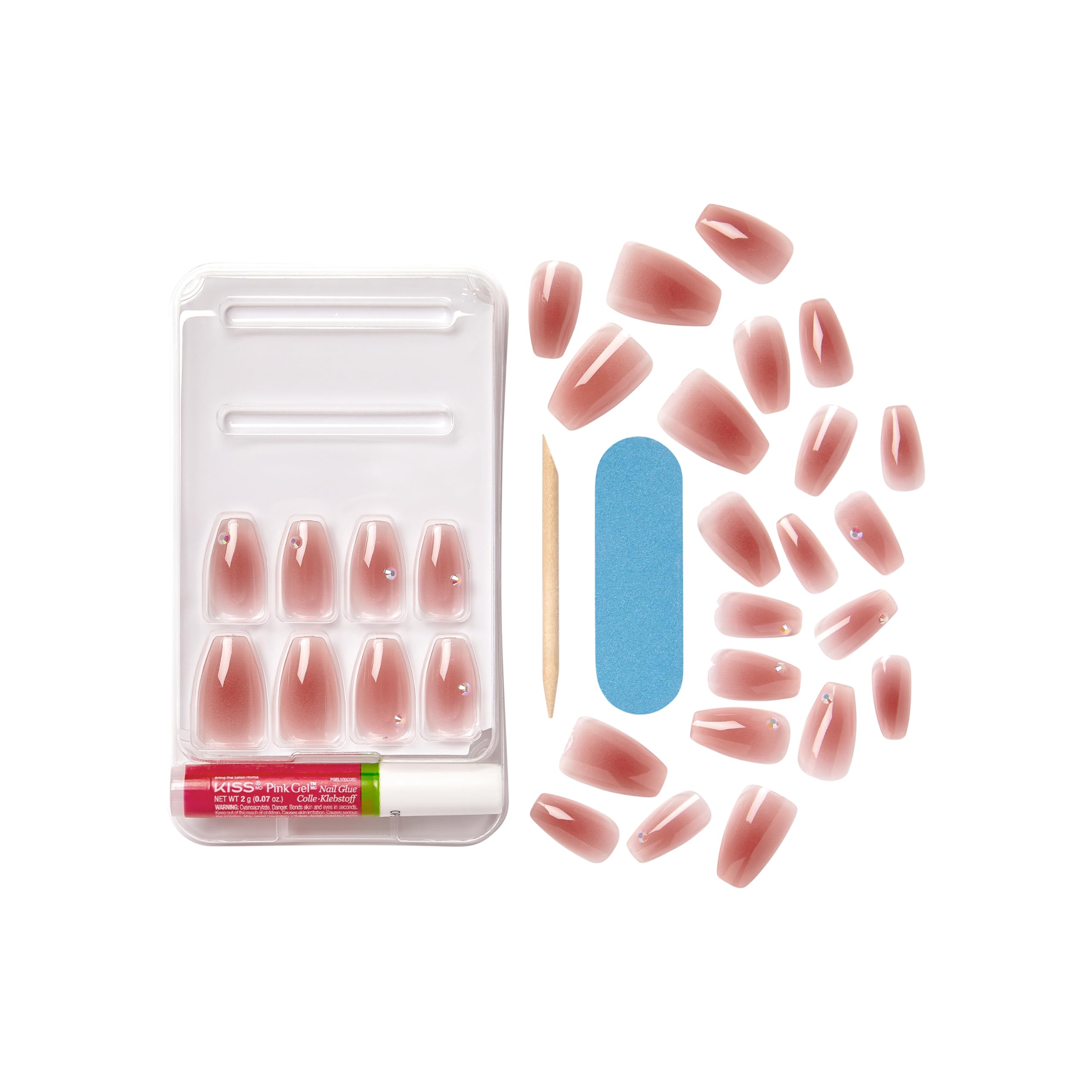Foto 8 pulgar | Press-on Nails Kiss Bare But Better «shine», Ataúd Rosa Oscuro - Venta Internacional.