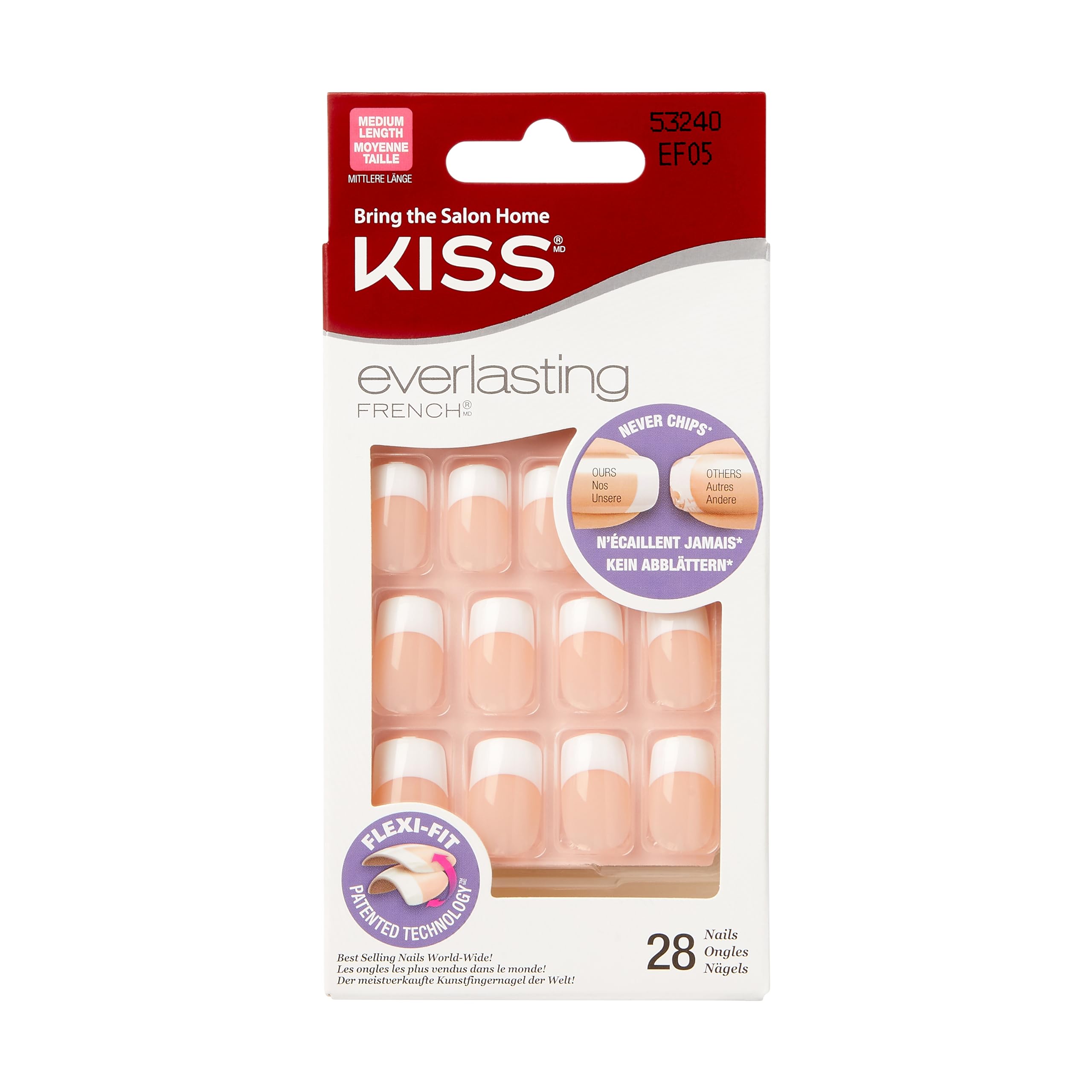 Foto 2 pulgar | Press-on Nails Kiss Everlasting 'infinite' French Medium - Venta Internacional.