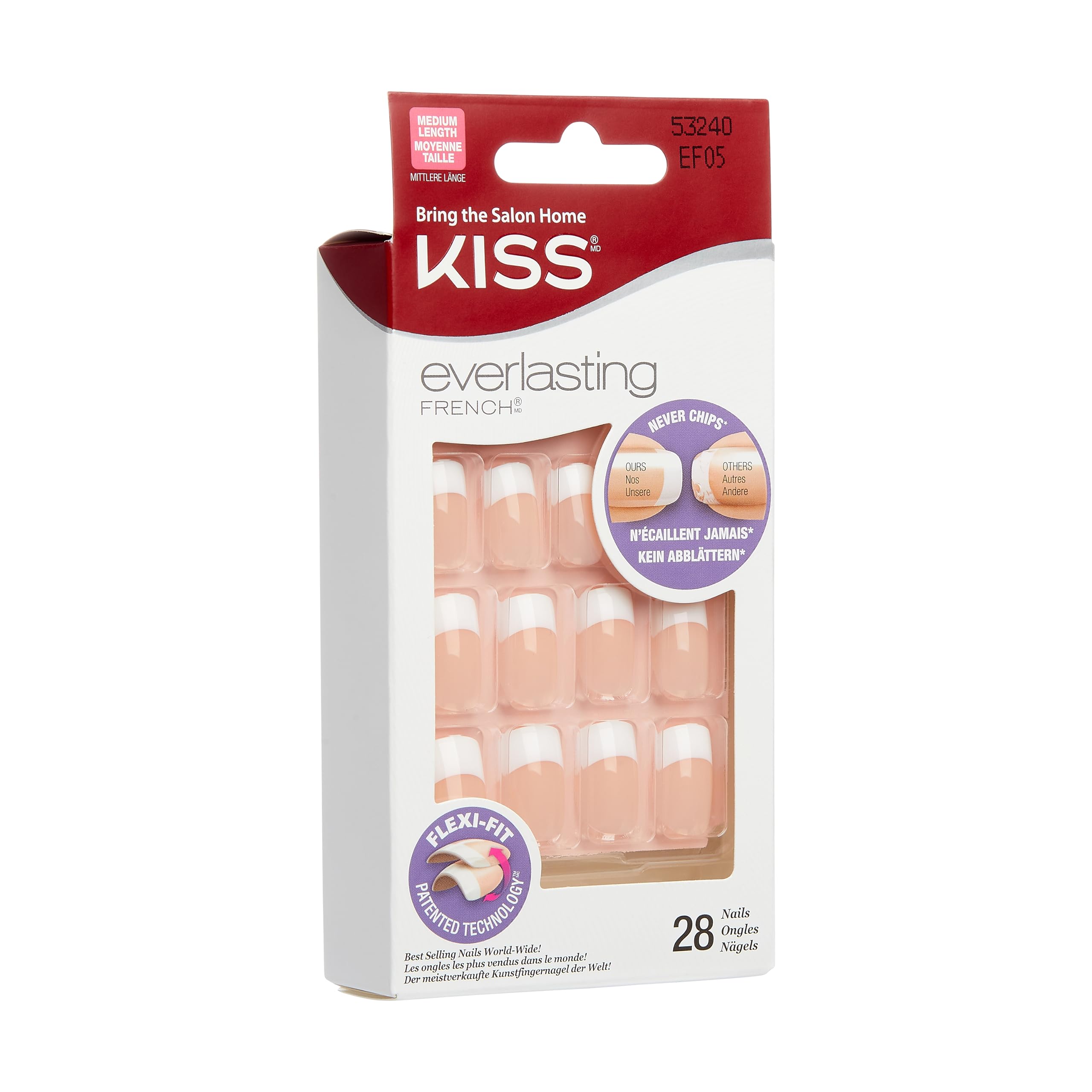 Foto 3 pulgar | Press-on Nails Kiss Everlasting 'infinite' French Medium - Venta Internacional.