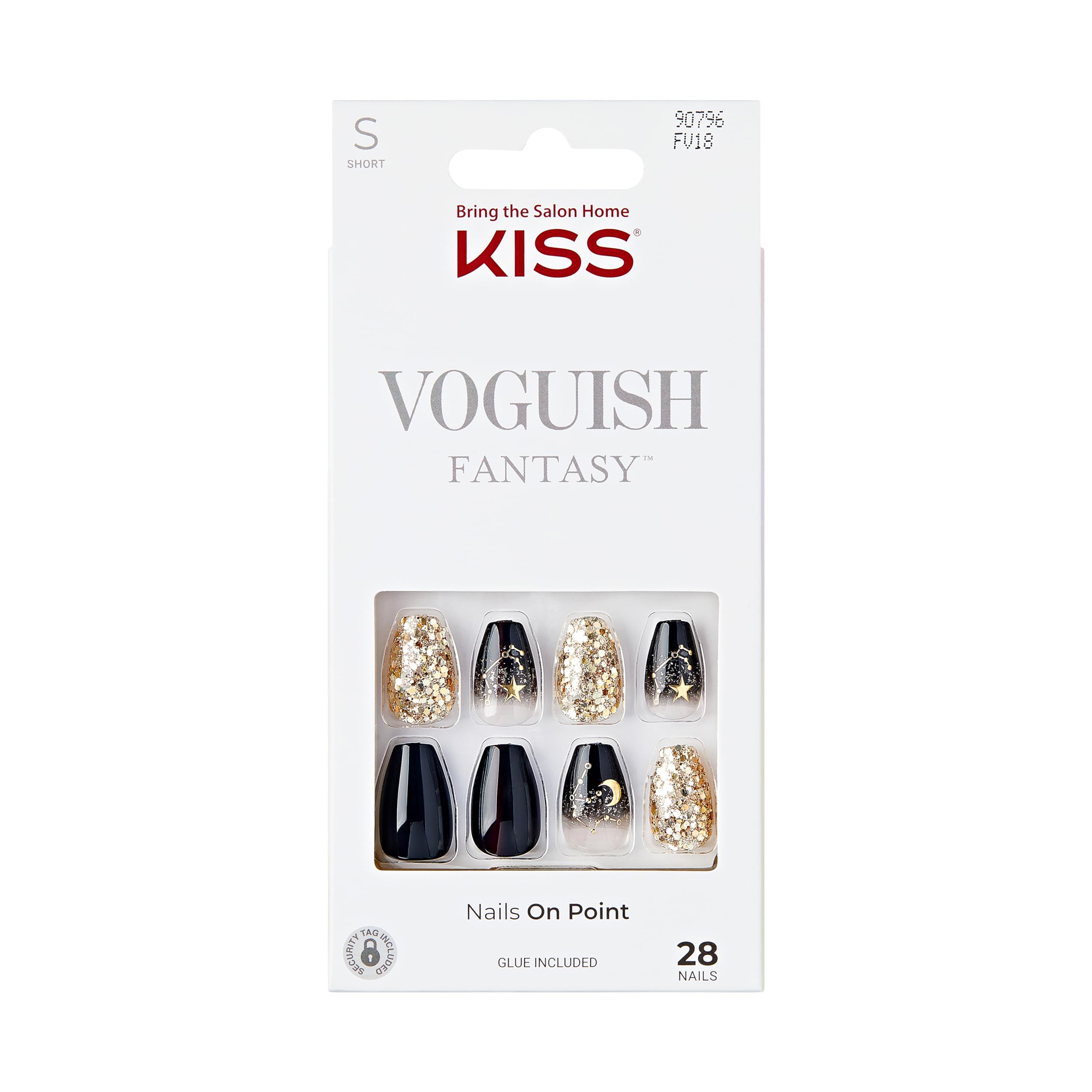 Foto 2 pulgar | Press-on Nails Kiss Voguish Fantasy «hush Rush» Black Coffin - Venta Internacional.