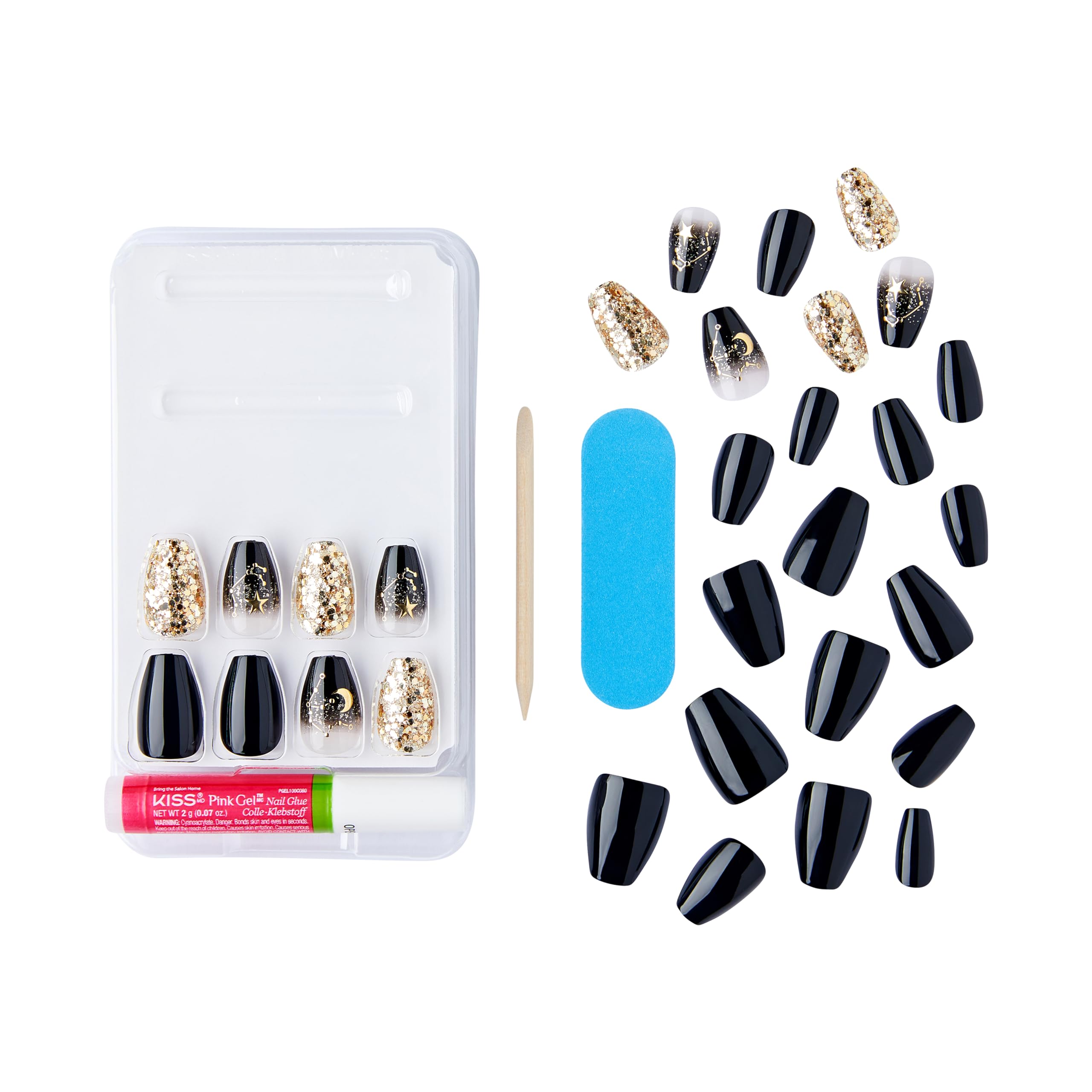 Foto 7 pulgar | Press-on Nails Kiss Voguish Fantasy «hush Rush» Black Coffin - Venta Internacional.