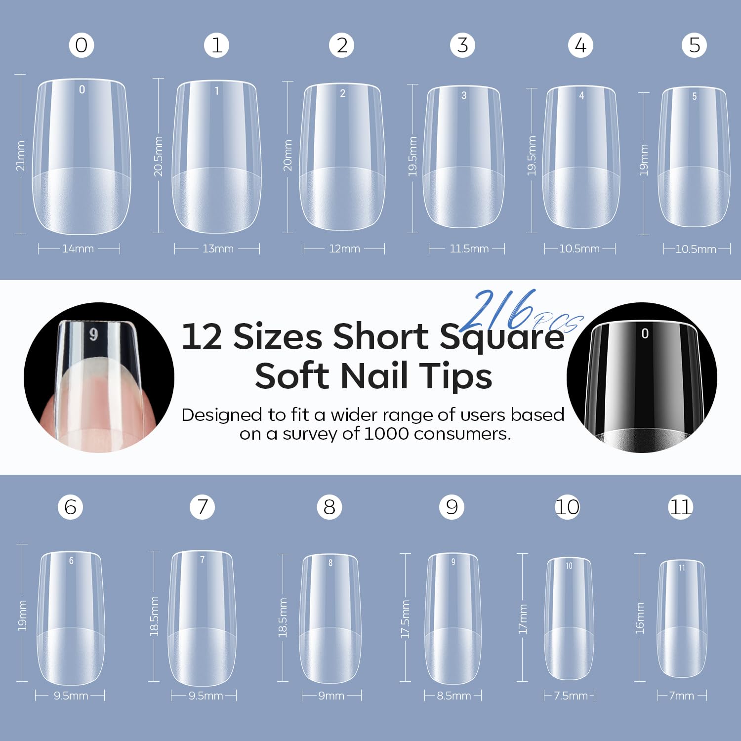 Foto 7 pulgar | Gel Preformado Para Uñas Modelones Short Square, 216 Unidades - Venta Internacional.