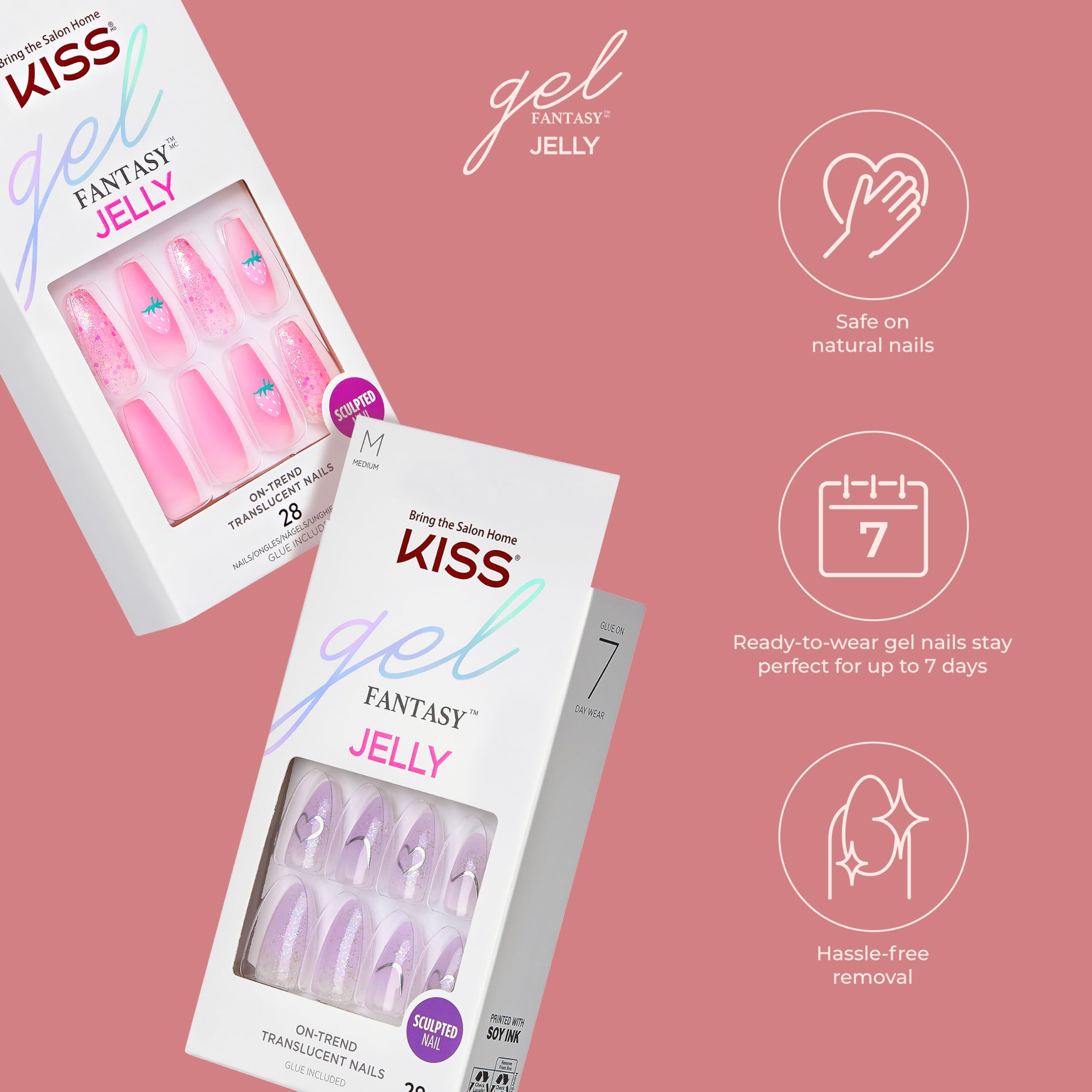 Foto 7 pulgar | Gel Kiss Fantasy «quince Jelly» Purple Medium De Press On Nails - Venta Internacional.