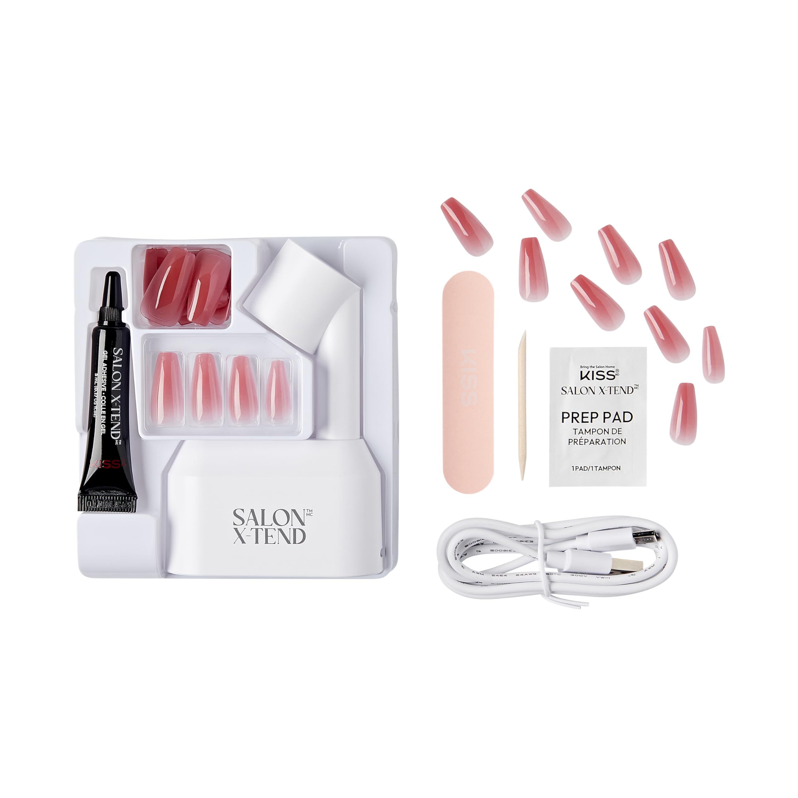 Foto 7 | Press-on Nails Kiss Salon X-tend Con Pegamento Para Uñas Y Lámpara Led - Venta Internacional.