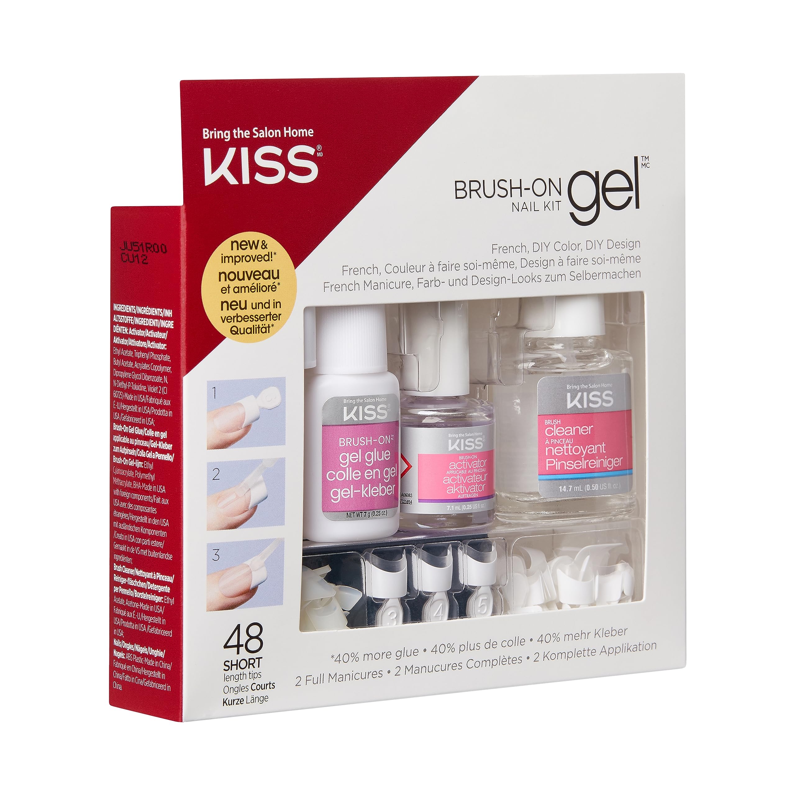 Foto 2 | Kit De Uñas Kiss Brush-on Gel Con 48 Puntas, Pegamento, Activador Y Más - Venta Internacional.